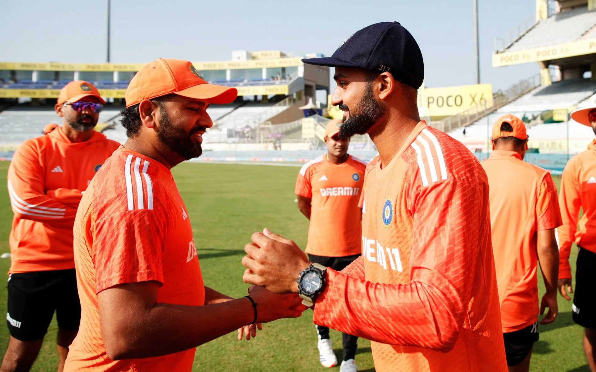 Rohit Sharma and Akash Deep [Source: @CricCrazyJohns/X.Com]
