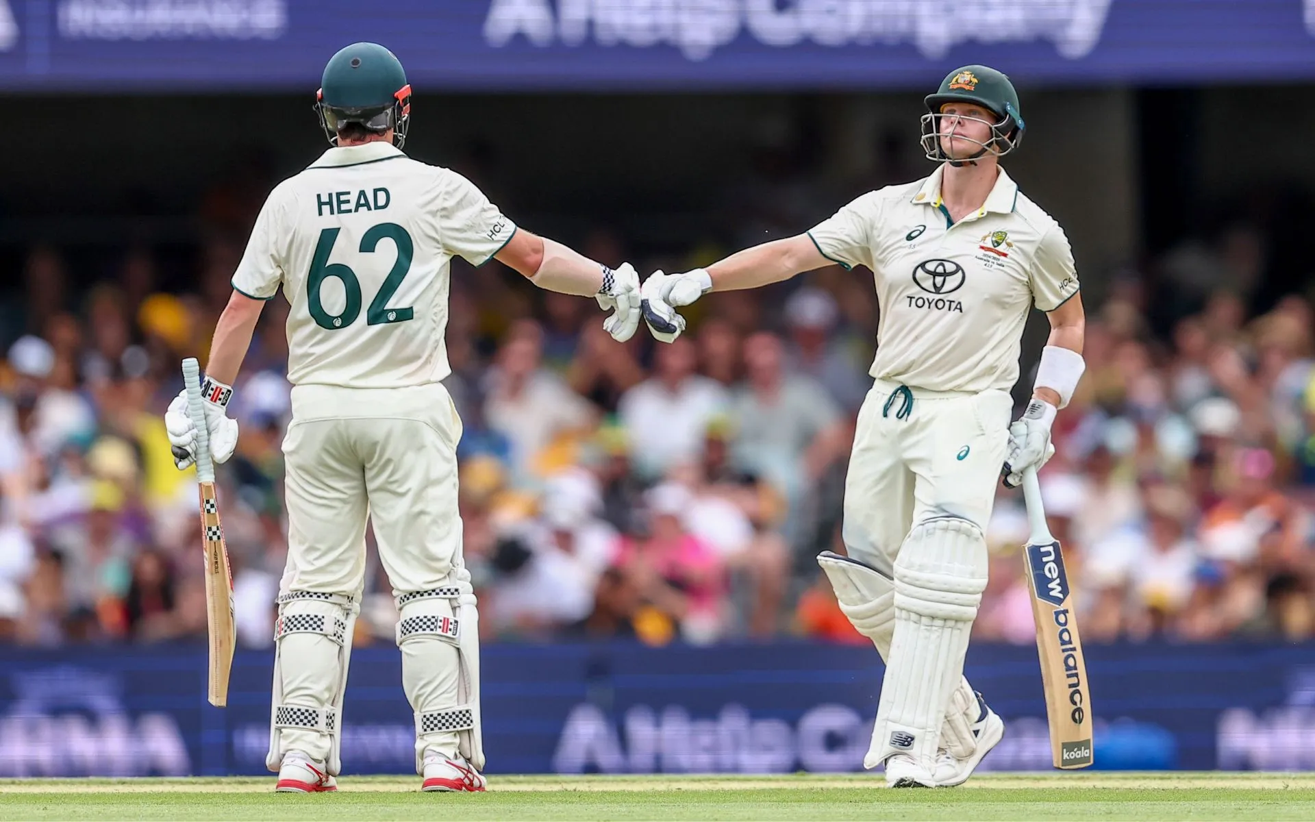 Travis Head, Steve Smith in action on Day 2 [Source: AP Photos]