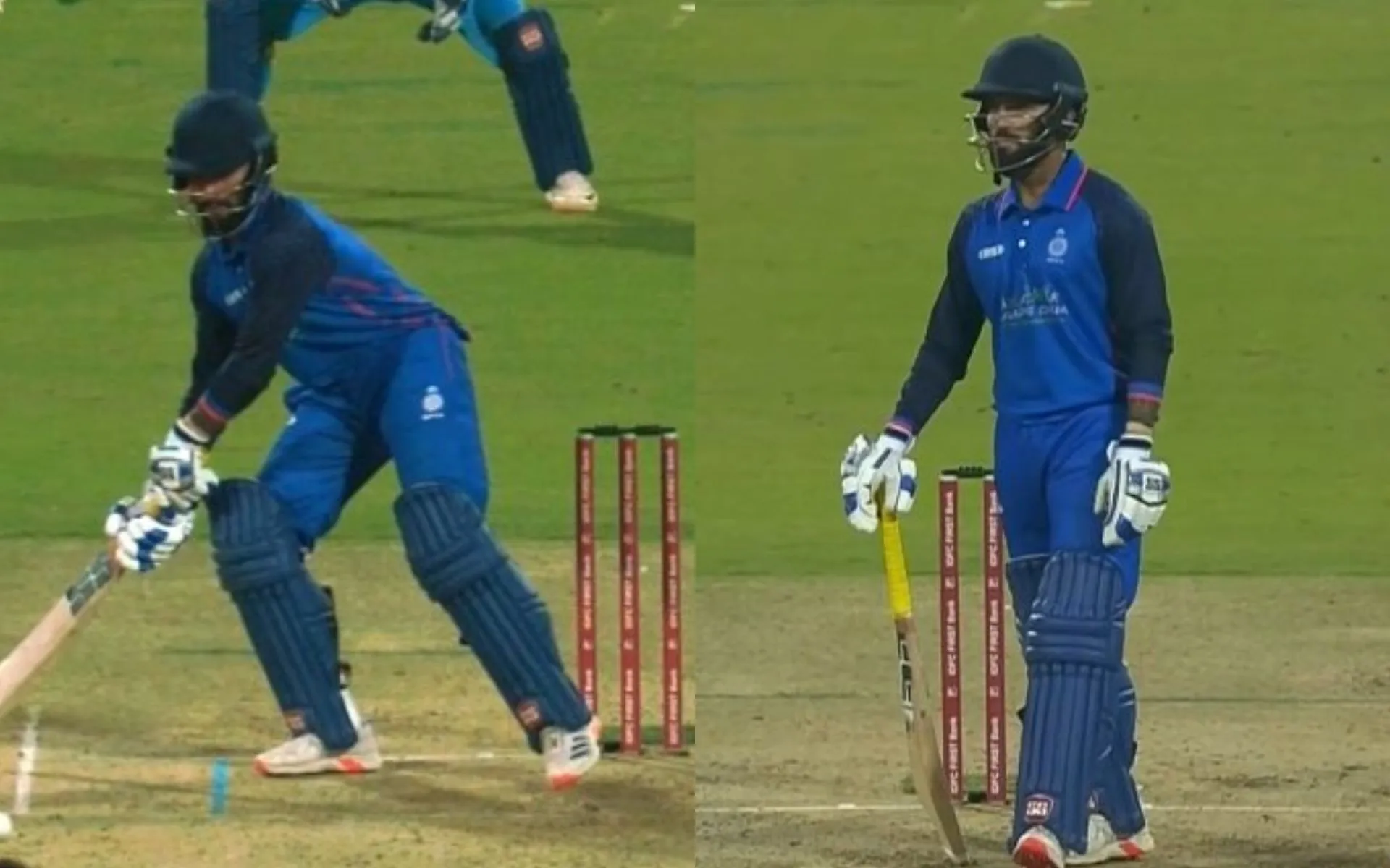 Rajat Patidar stands his ground as third umpire decides for a wide ball in SMAT match [Source: @KKRWeRule/X.com]