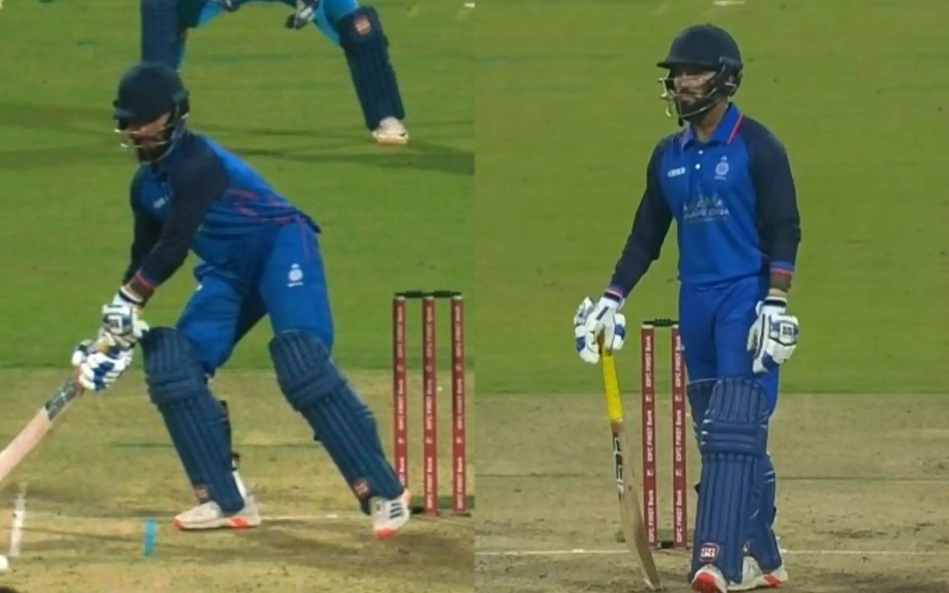 Rajat Patidar stands his ground as third umpire decides for a wide ball in SMAT match [Source: @KKRWeRule/X.com]