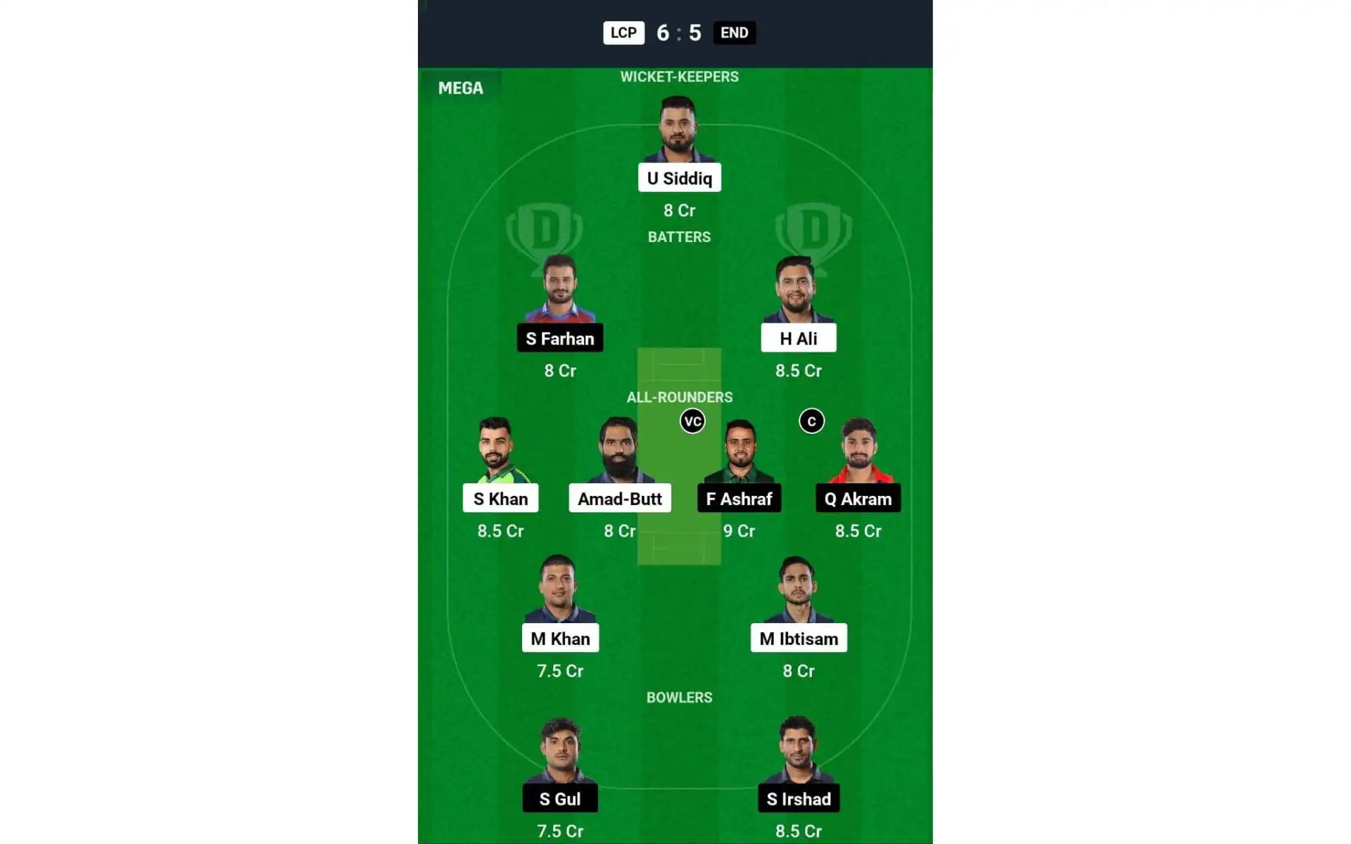 LCP vs END Champions T20 Cup 2024: Dream11 Team 1 [Source: @Dream11App]