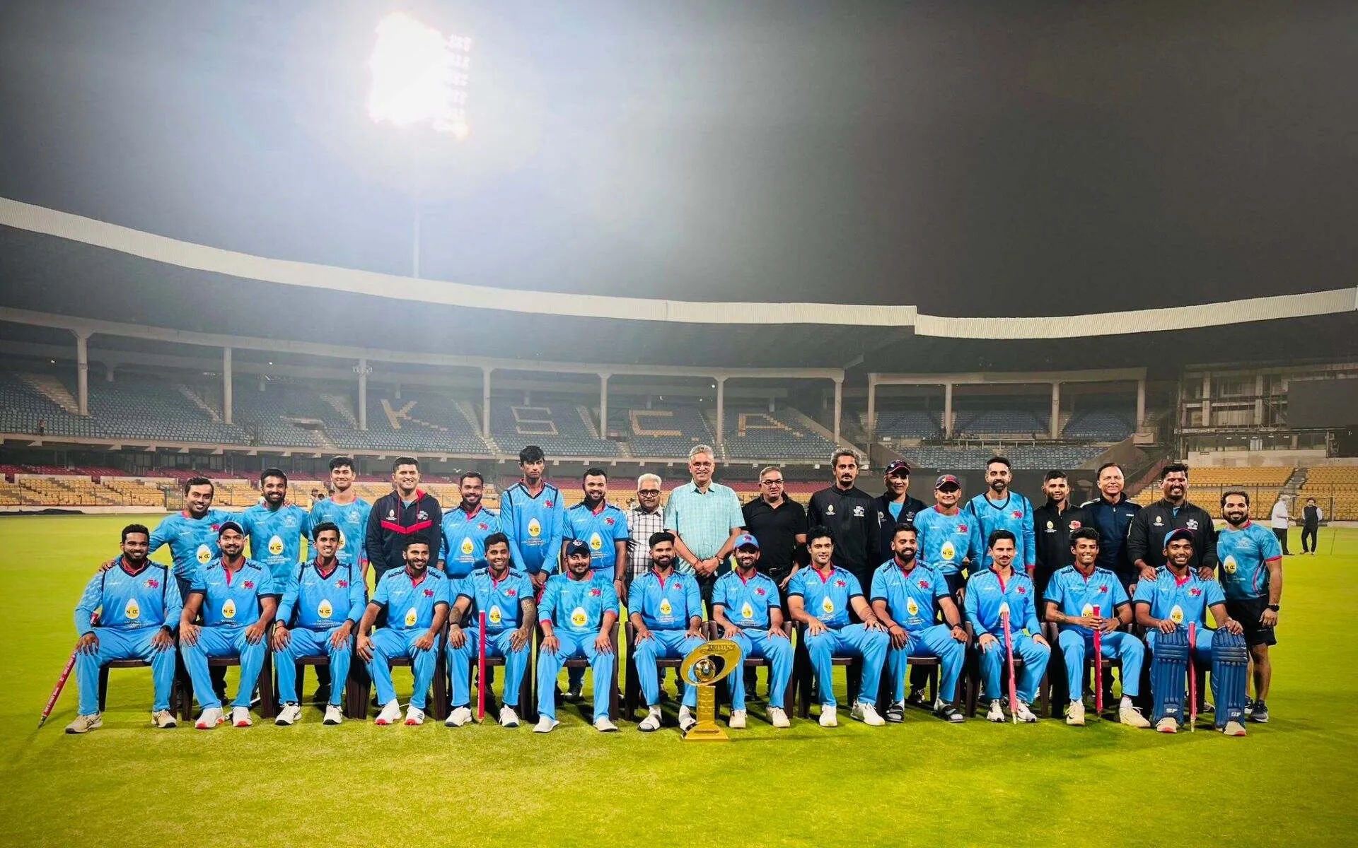 Mumbai lift Syed Mushtaq Ali Trophy for the second time in three years. [Source: @ajinkyasnaik/X]