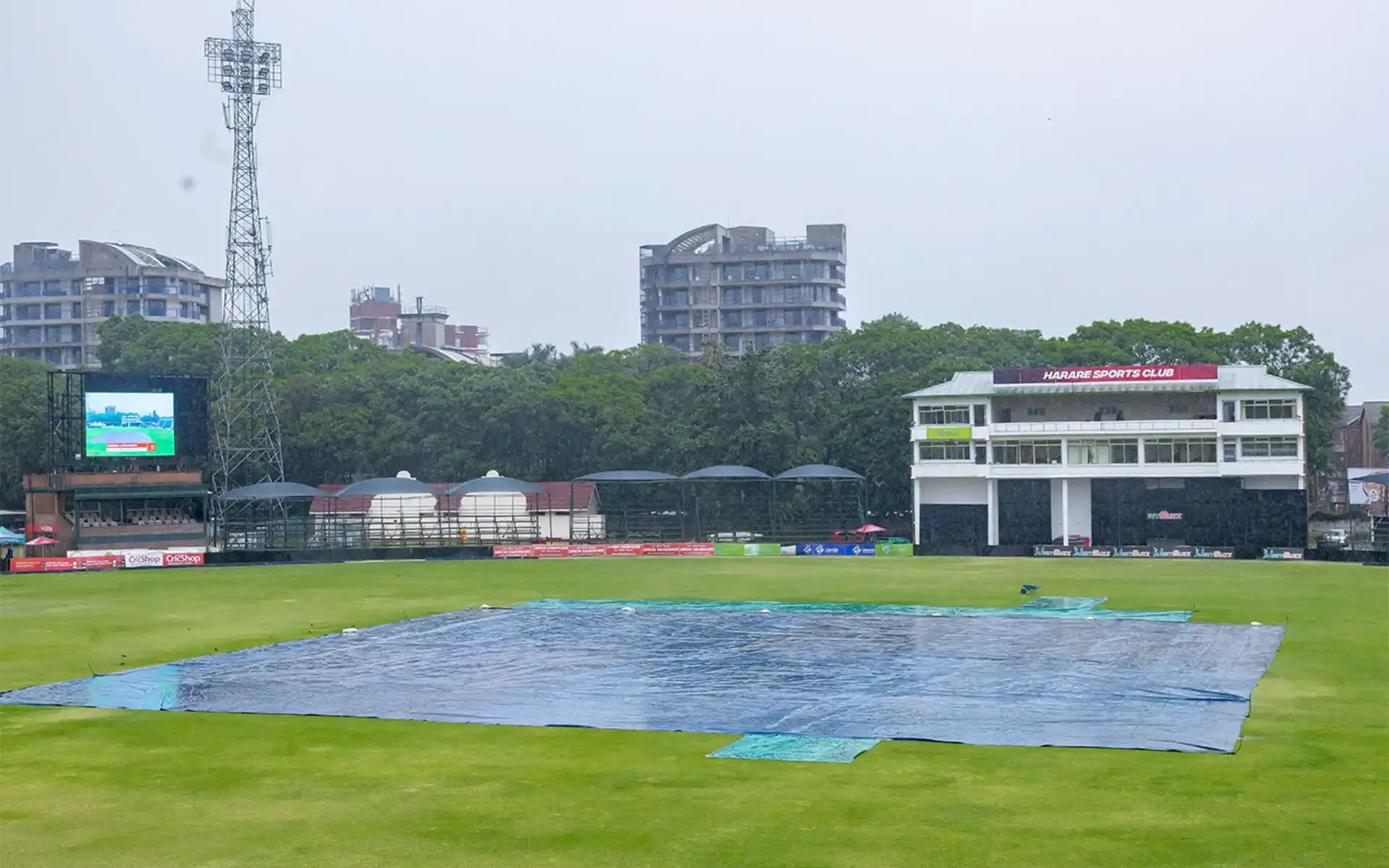 It's raining heavily at Harare Sports Club [Source: @ZimCricketv/X]