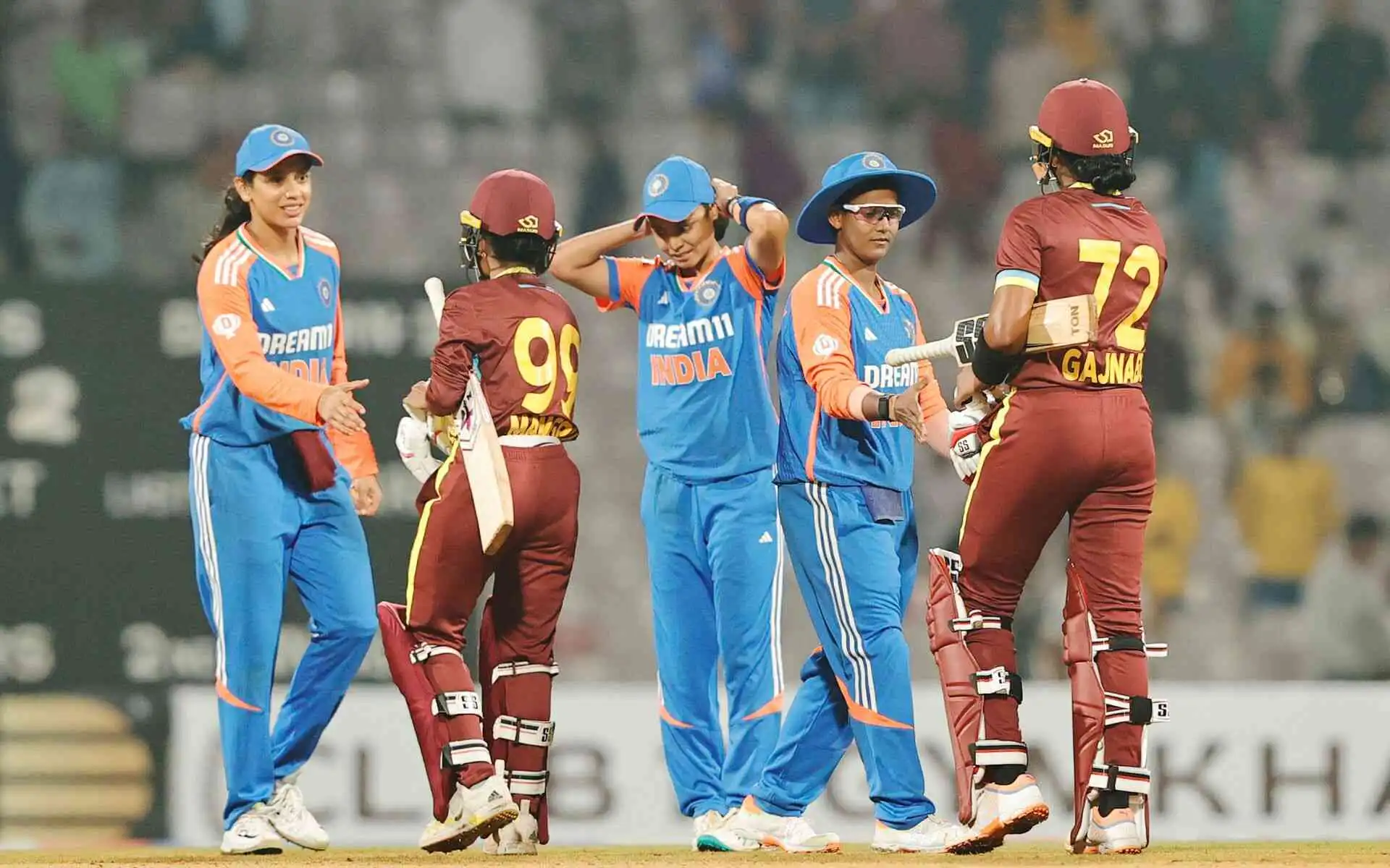 India Women won the first T20I by 49 runs (Source:@@BCCIWomen/X.com)