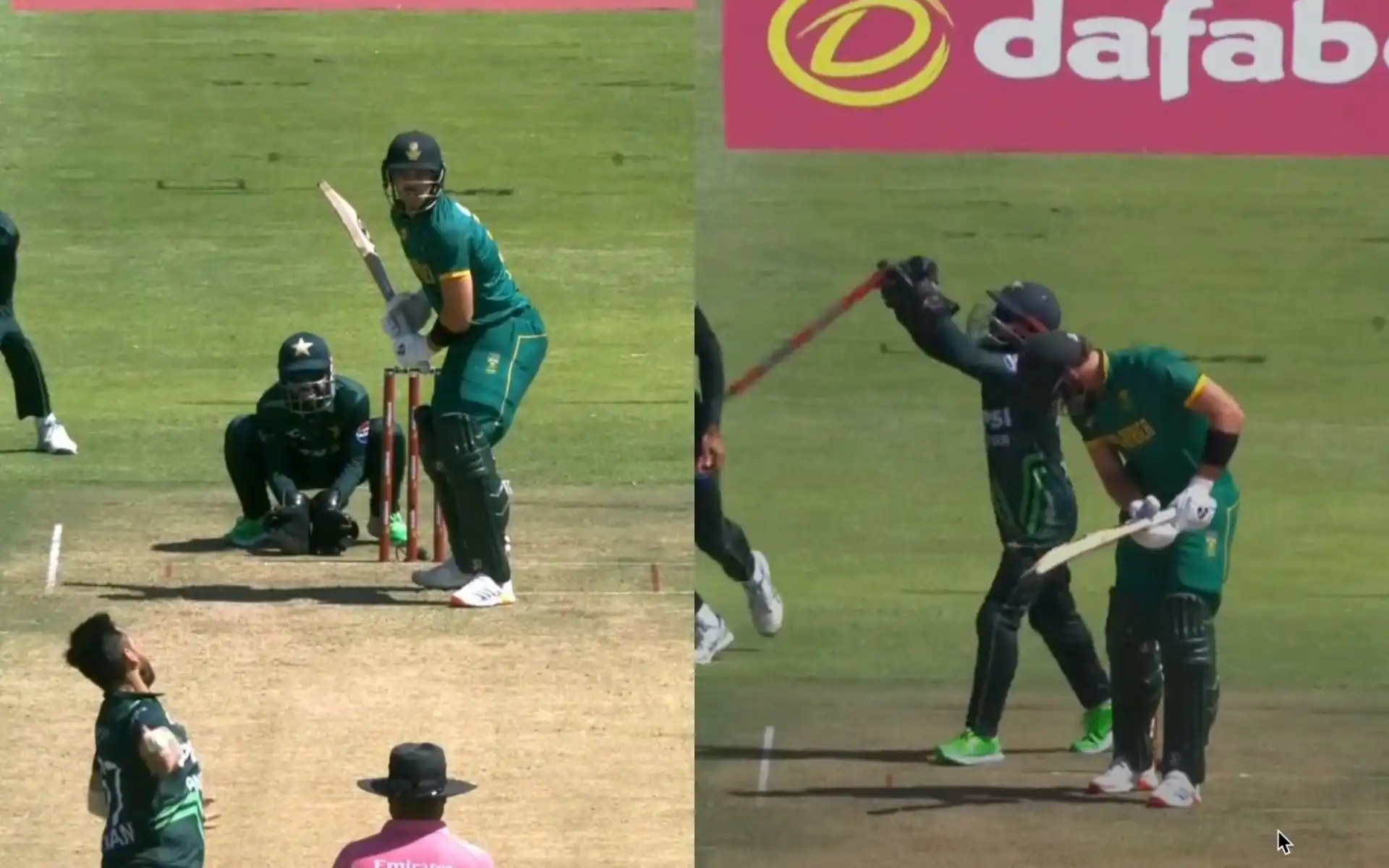 Agha Salman takes Tristan Stubbs' wicket (Source: @Jiocinema)