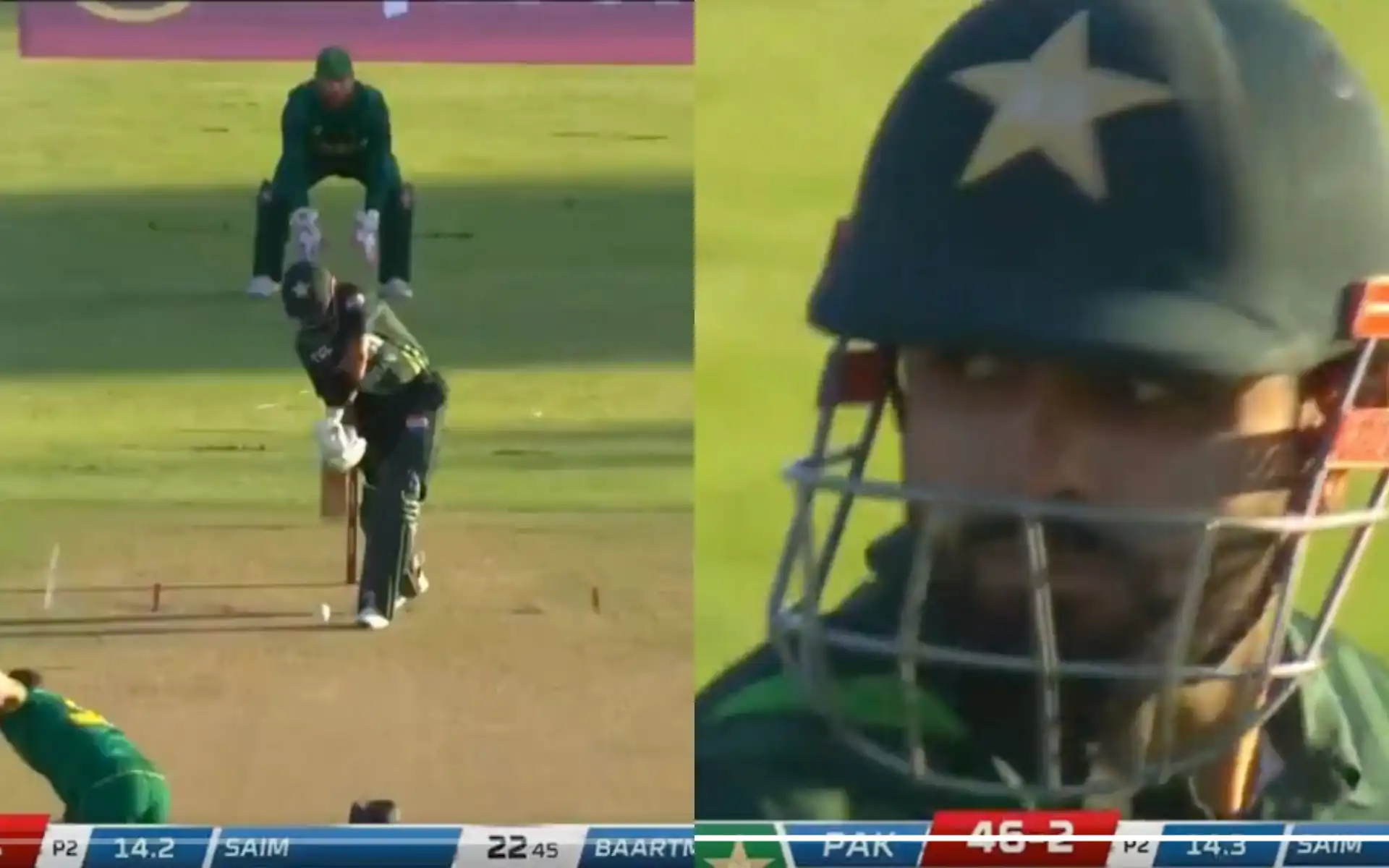 Babar Azam dismissed cheaply in PAK-SA 1st ODI [Source: @21OneTwo34/X.com]