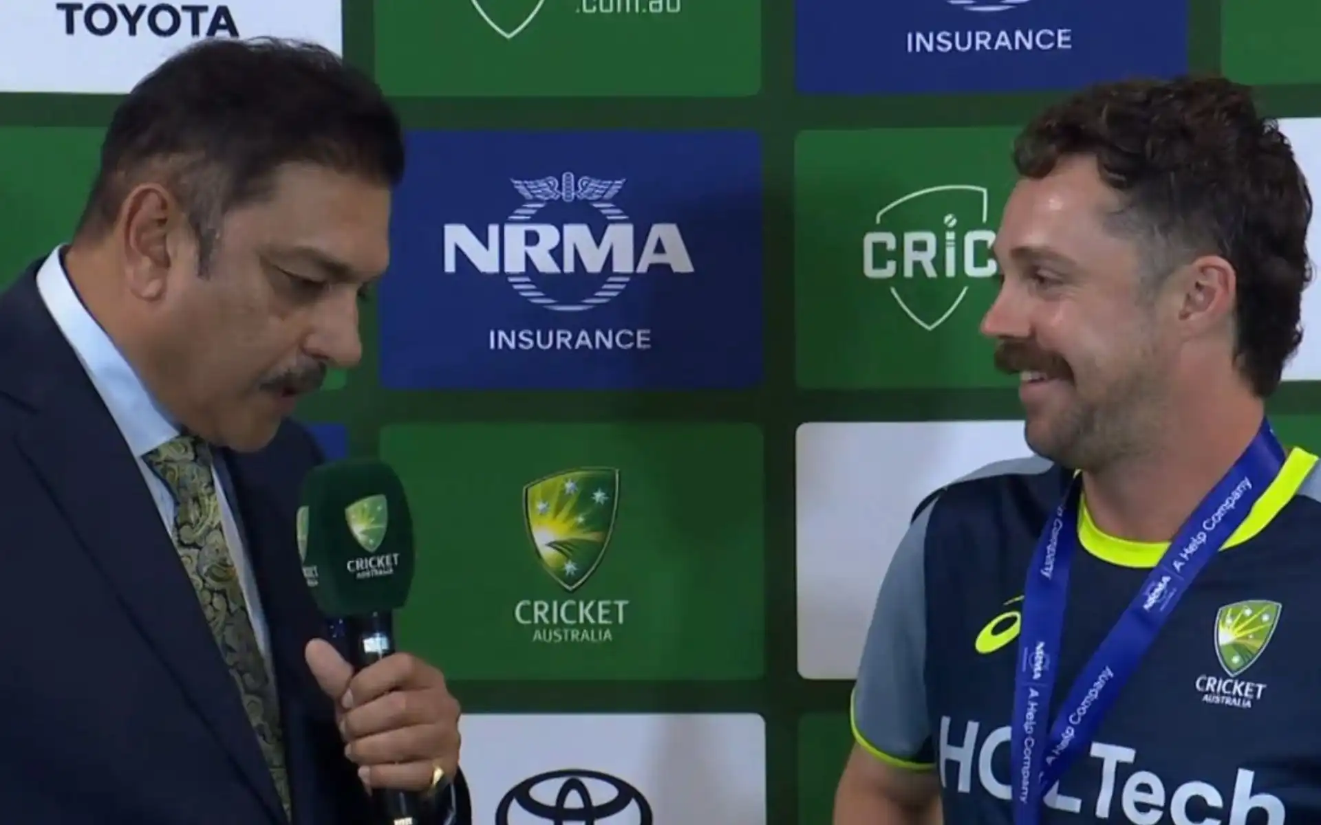 Travis Head in the post match presentation (Source: @academy_dinda/X.com)