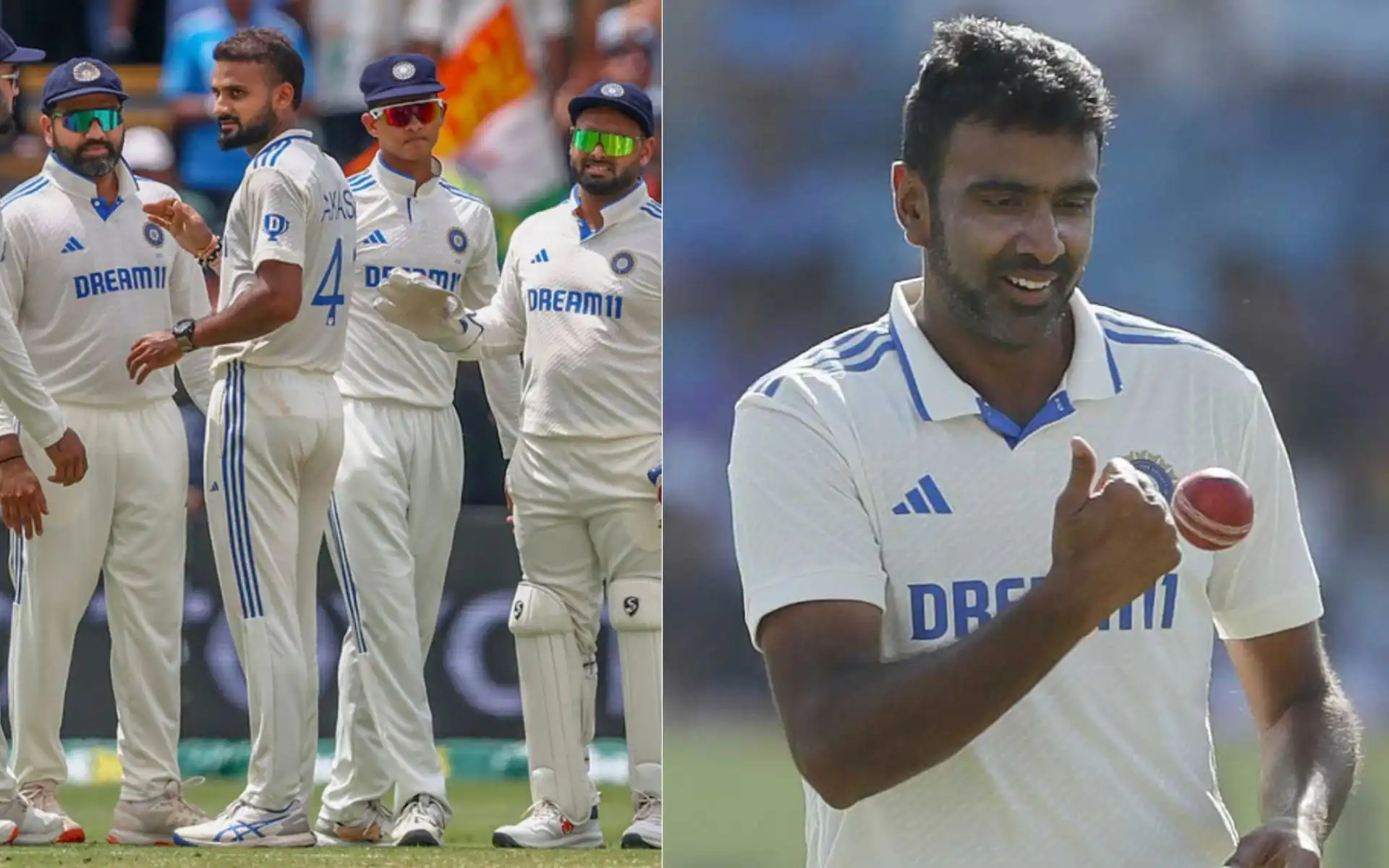 Team India and Ravichandran Ashwin [Source: AP, @whos_snext/x]