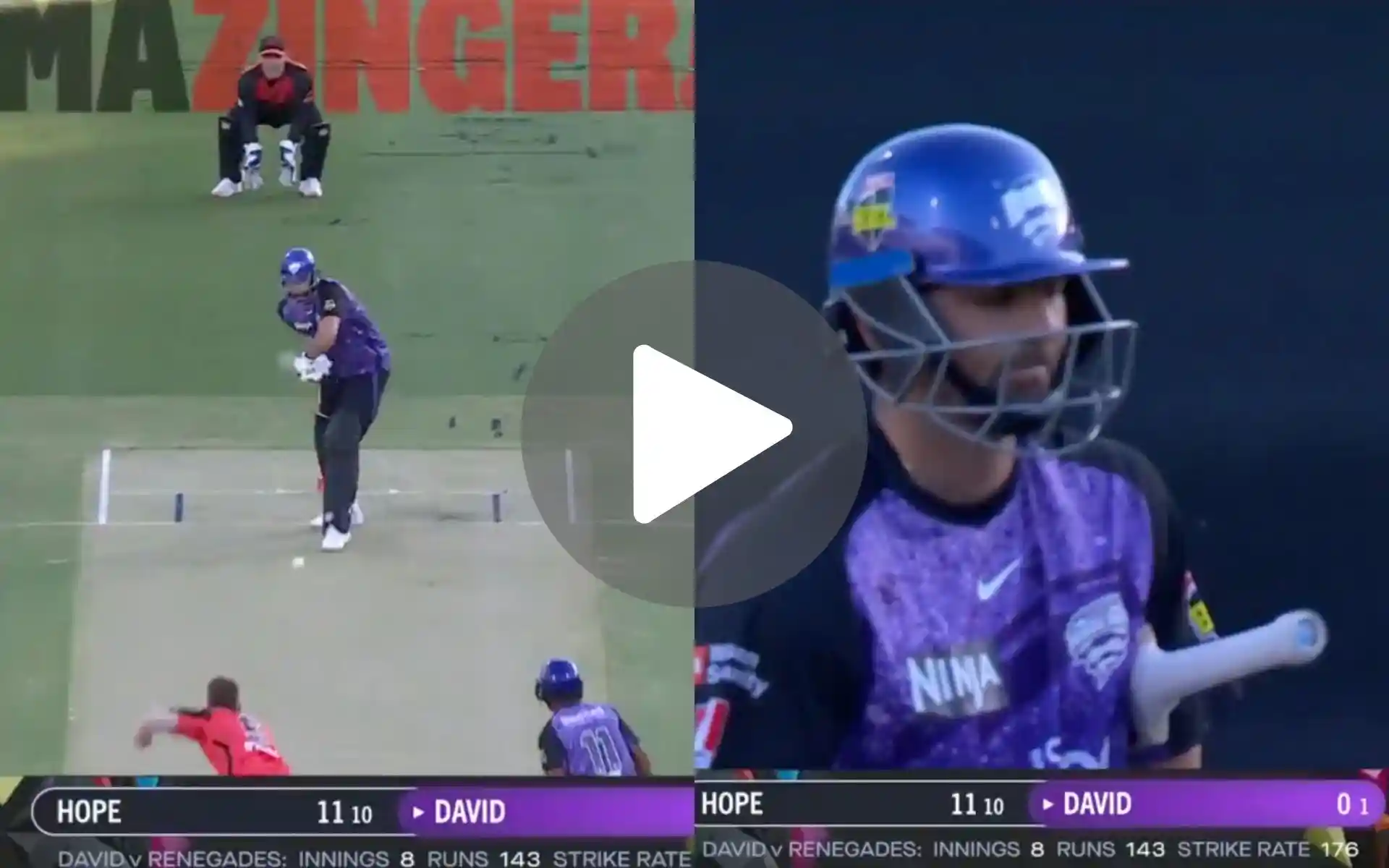 [Watch] RCB Star Tim David Records A Silver Duck; Flops For Hobart Hurricanes In BBL