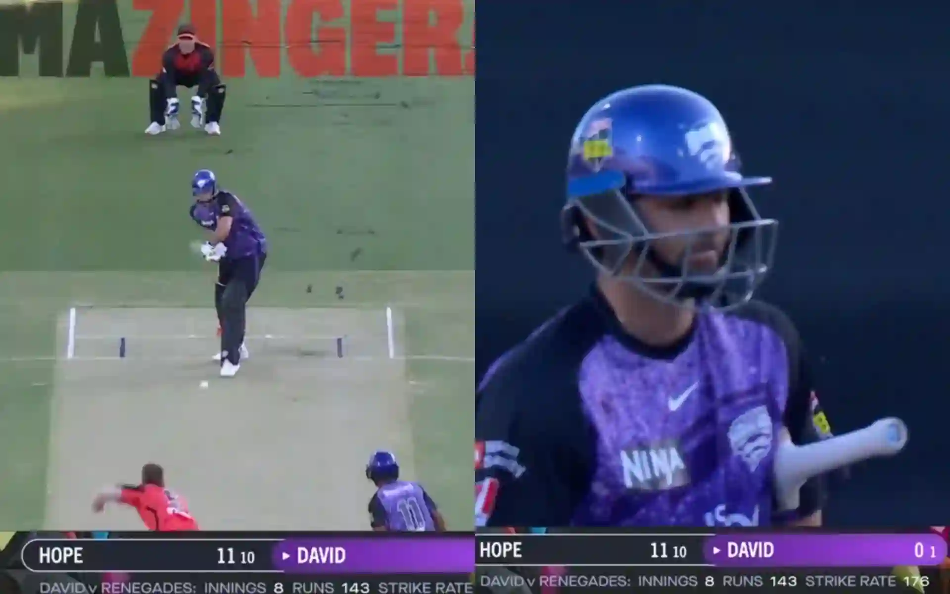 Tim David was dismissed for duck in BBL [Source: @BBL/X]