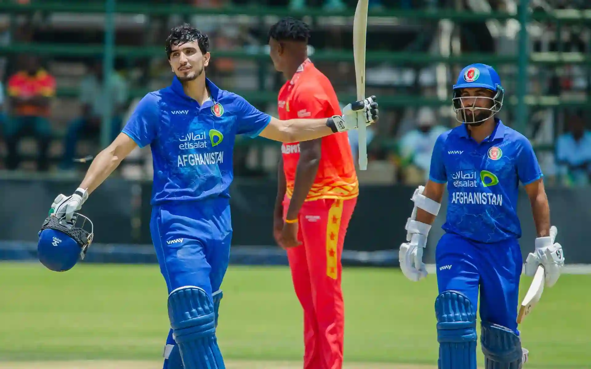 Sediqullah Atal celebrating his maiden ODI century [Source: @ACBofficials/x]