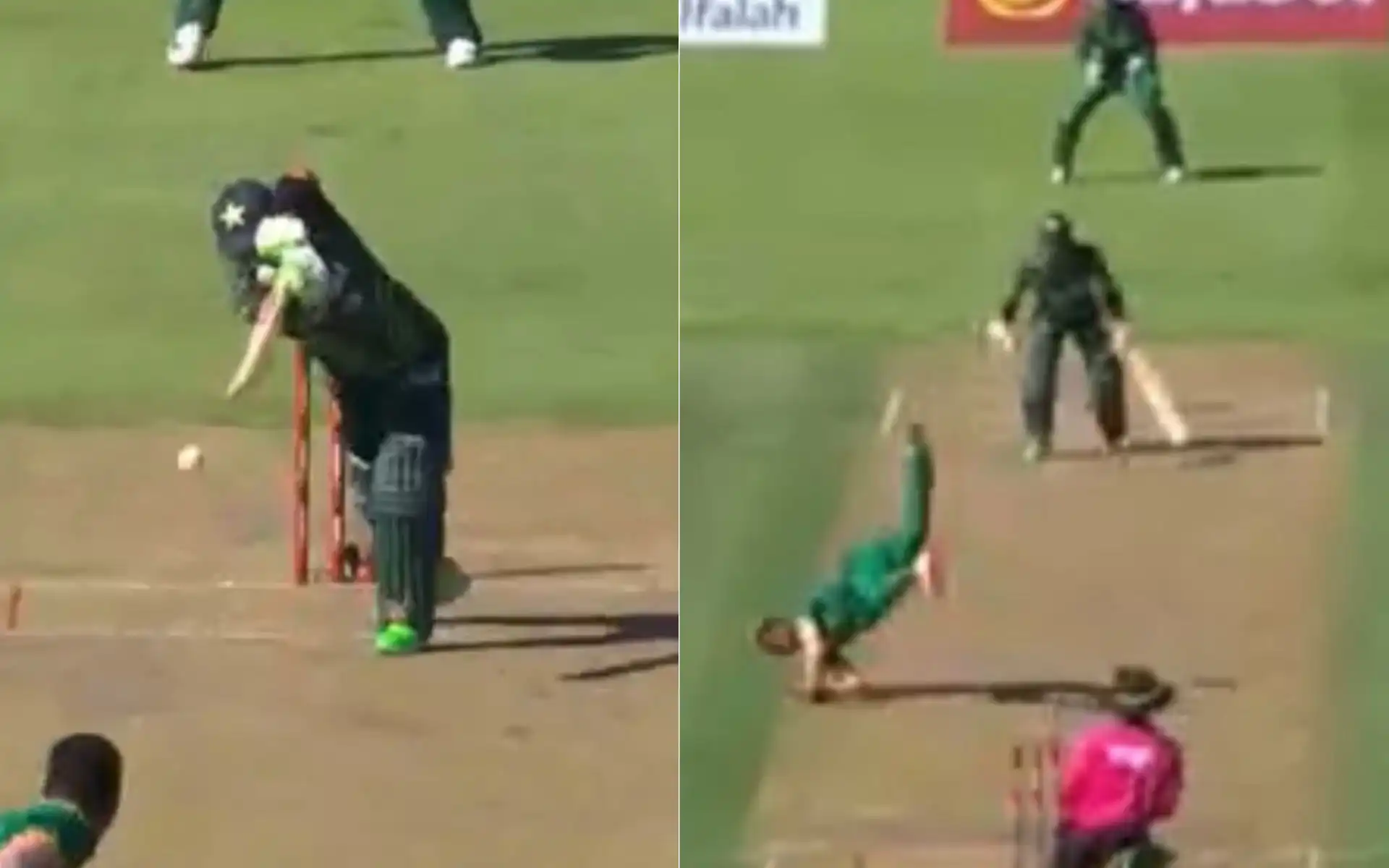 Kwena Maphaka in action against Mohammad Rizwan [Source: @gavaskar_theman/X]