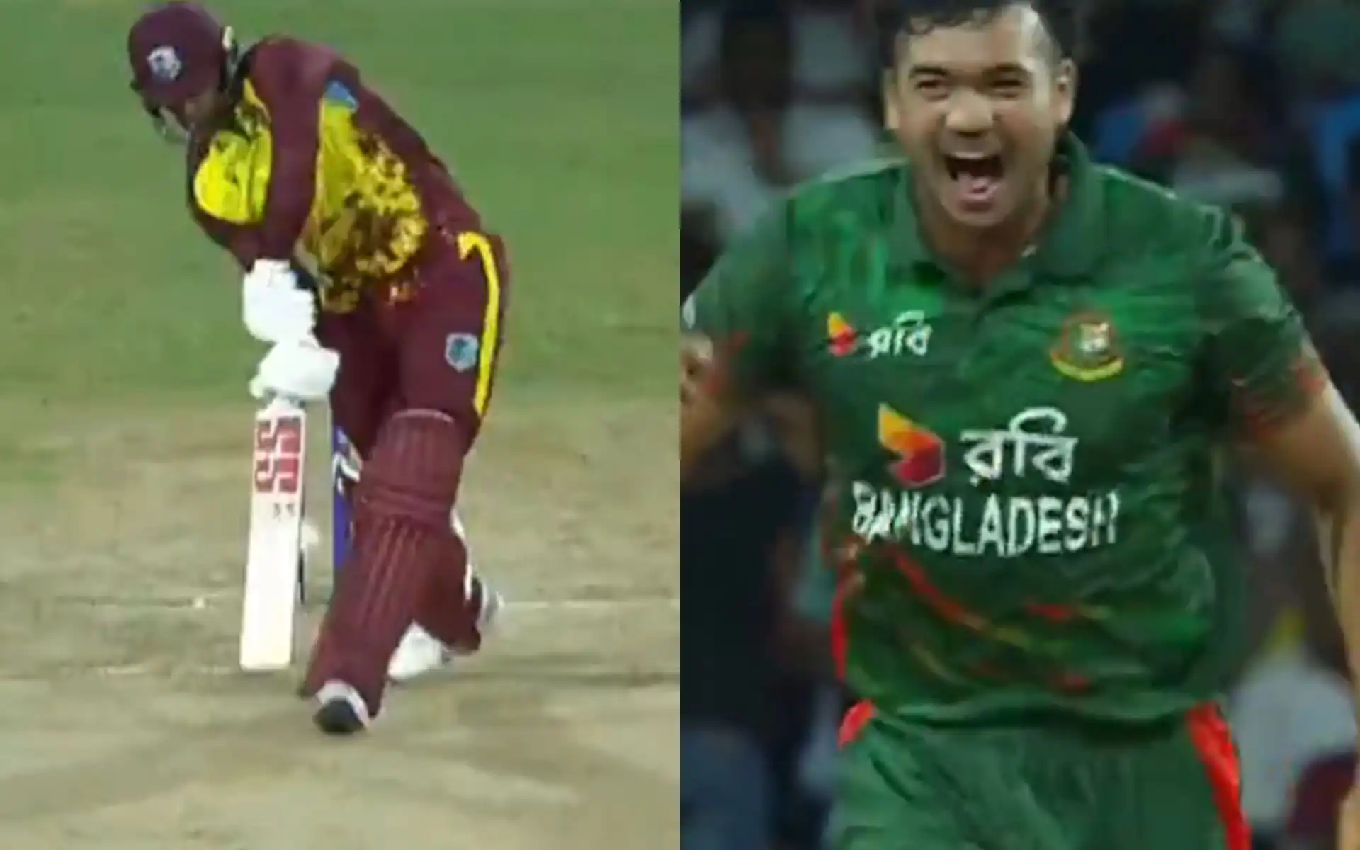 Taskin Ahmed sends off Brandon King for a golden duck [Source: @gavaskar_the man]