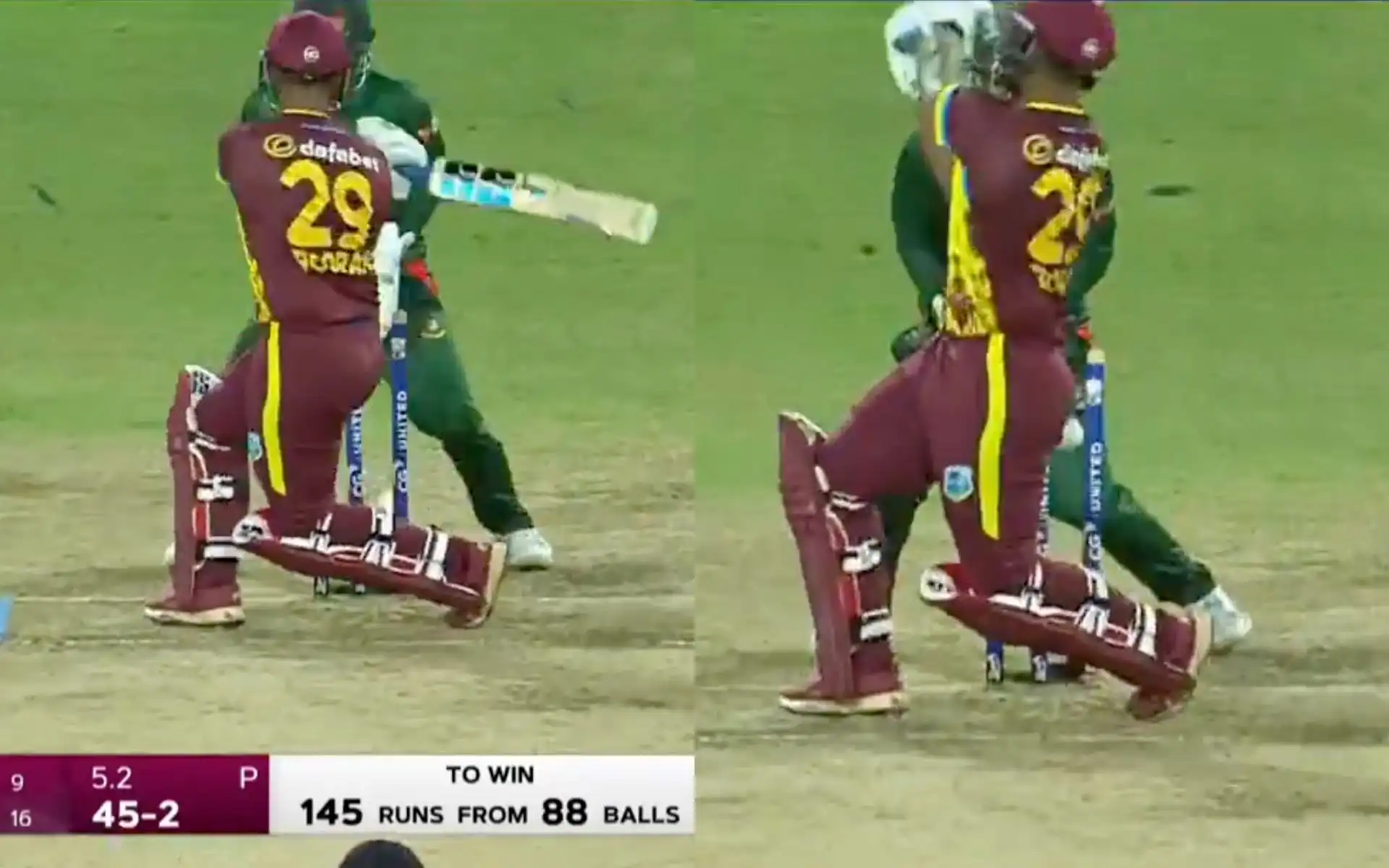 Pooran was castled by Mahedi [Source: @gavaskar_theman/X]
