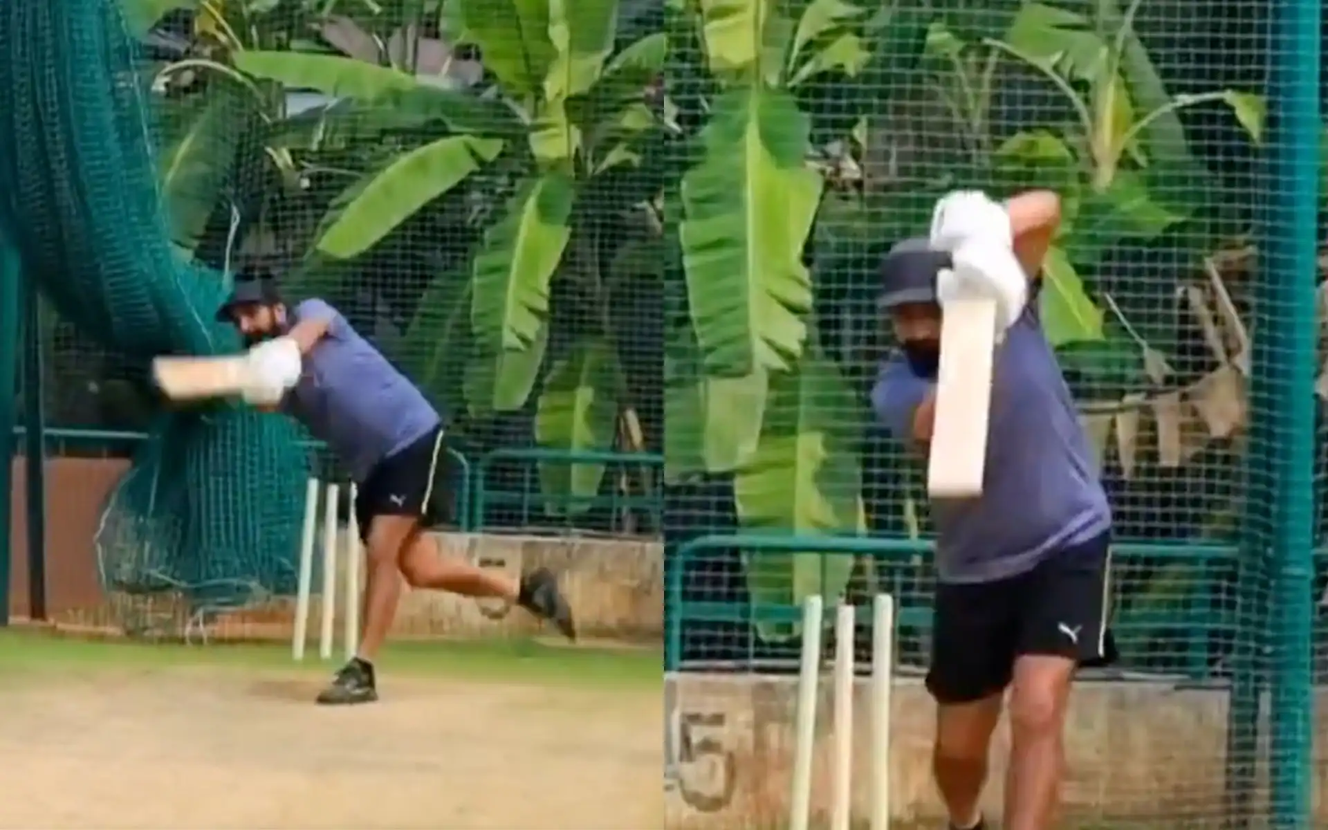 Mohammad Shami hits the nets as batter [Source: @mufaddal_vohra/X.com]