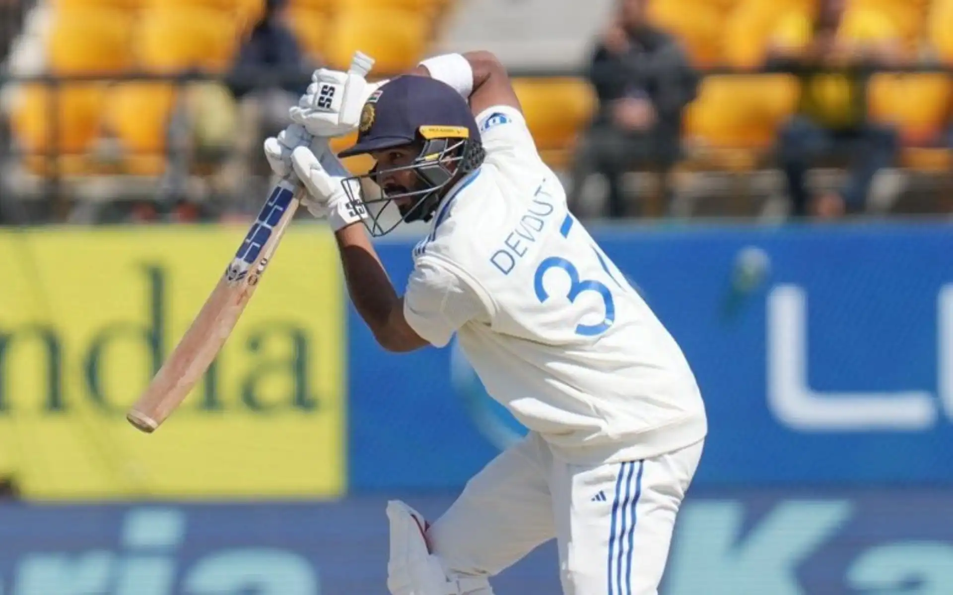 Devdutt Padikkal during his maiden Test half-century [Source: @thecric_crack/x.com]