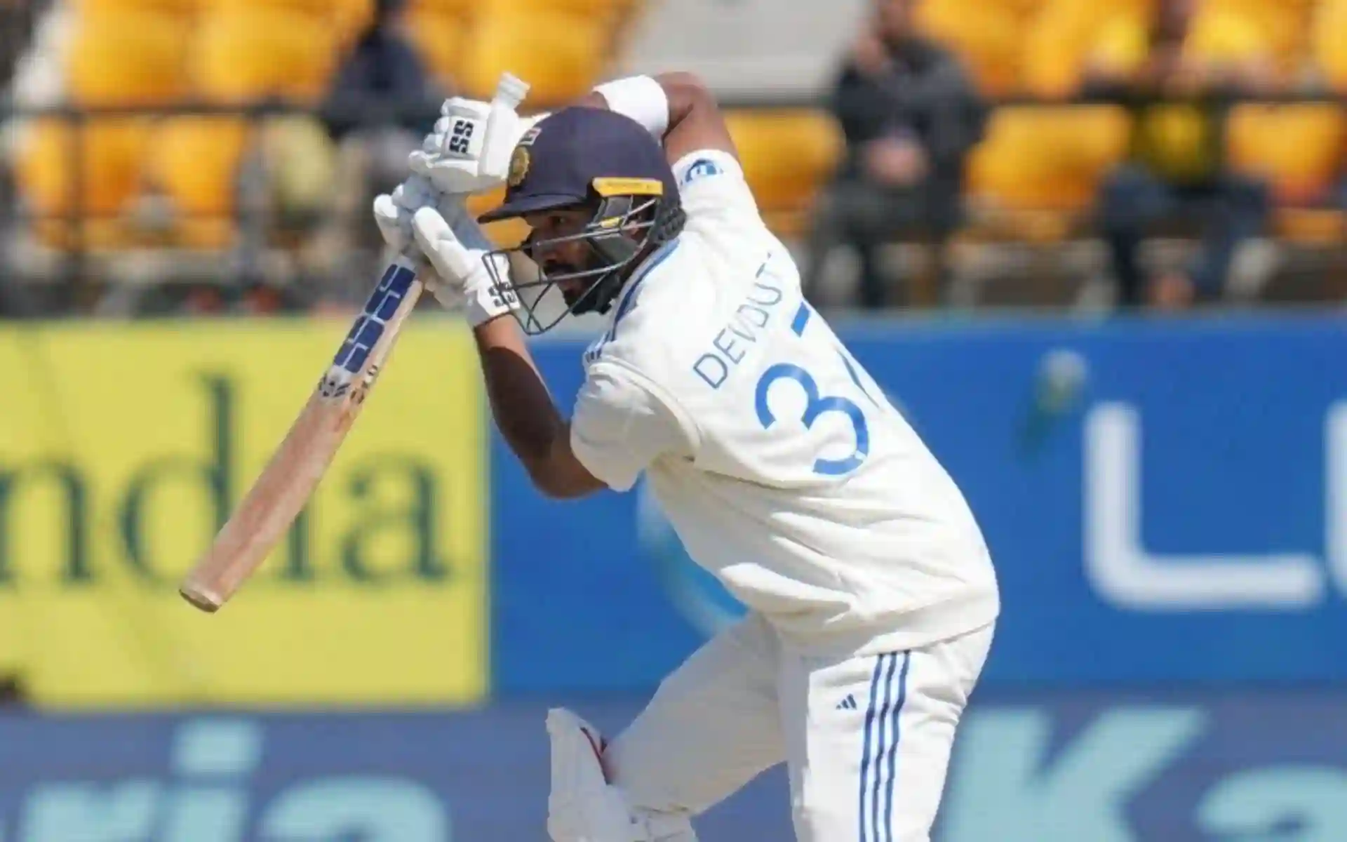 Devdutt Padikkal during his maiden Test half-century [Source: @thecric_crack/x.com]