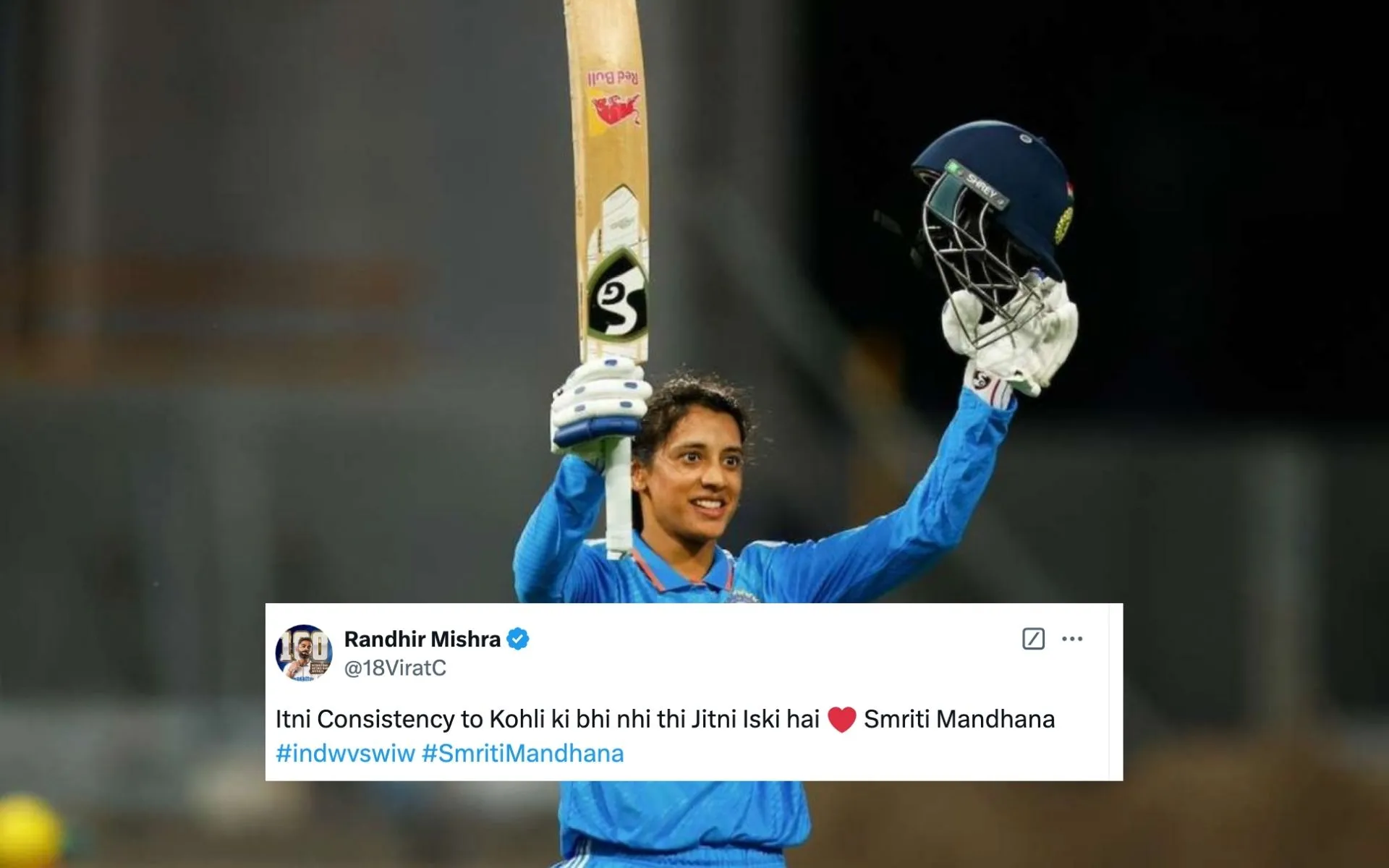 Smriti Mandhana's Exceptional Knock Against West Indies Women(Source: @Akaran_1/x.com)
