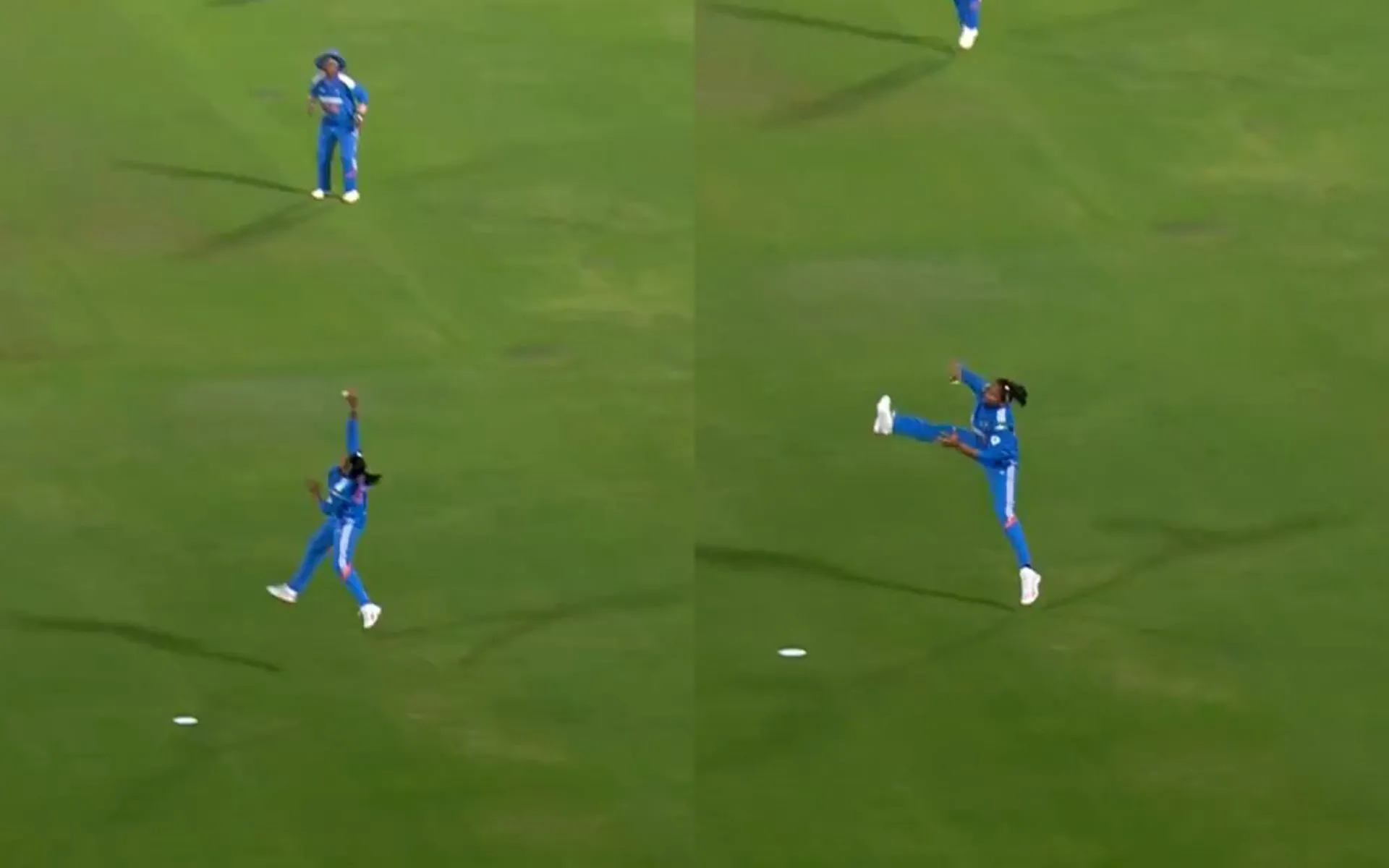 Harmanpreet Kaur dismisses Aaliyah Alleyne with one-handed stunner [Source: @BCCIWomen/X.com]