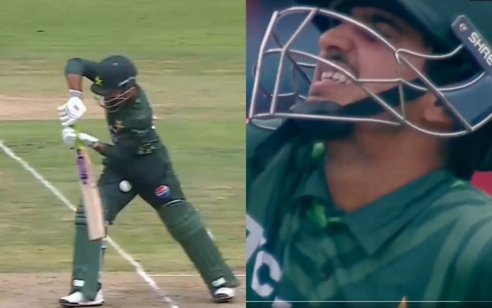 Saim Ayub's reaction after being hit on the box [Source: @gavaskar_theman/X]