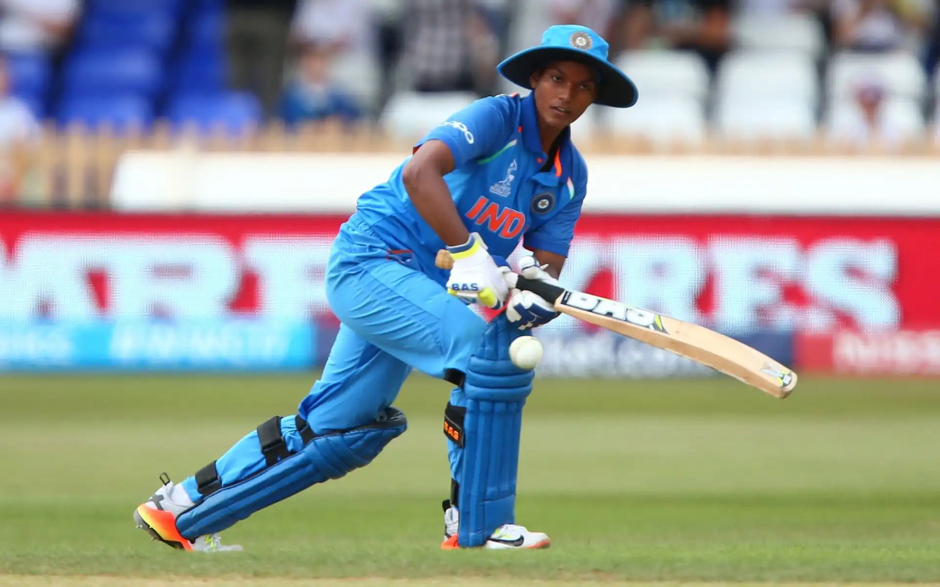 Deepti Sharma plays on the leg-side. [Source: @ICC/X]