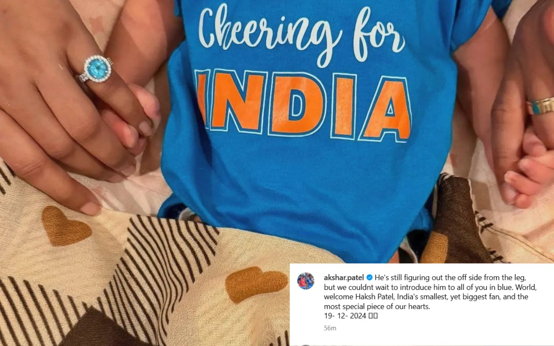 Axar Patel and his wife Meha announces the arrival of their baby boy (Source: @akshar2026/x.com)  
