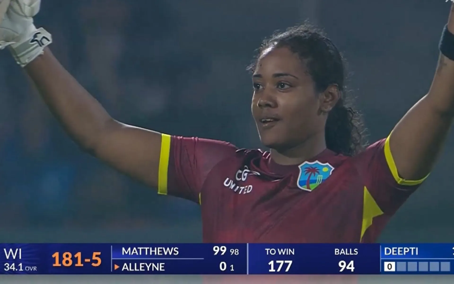 Hayley Matthews After Scoring Century (Source: @AsliBCCIWomen/x.com)