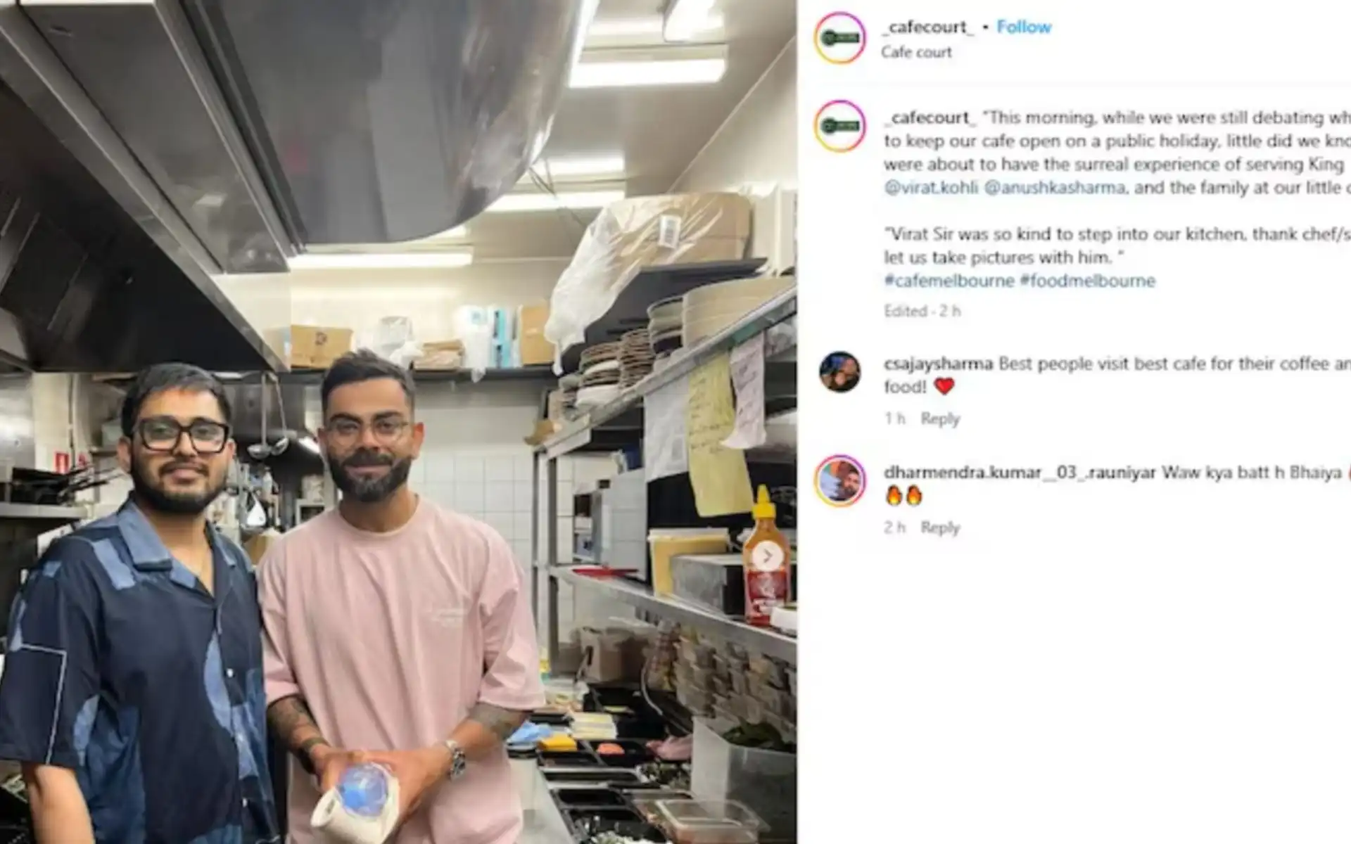 Cafecourts special post for Virat Kohli (Source:Instagram)