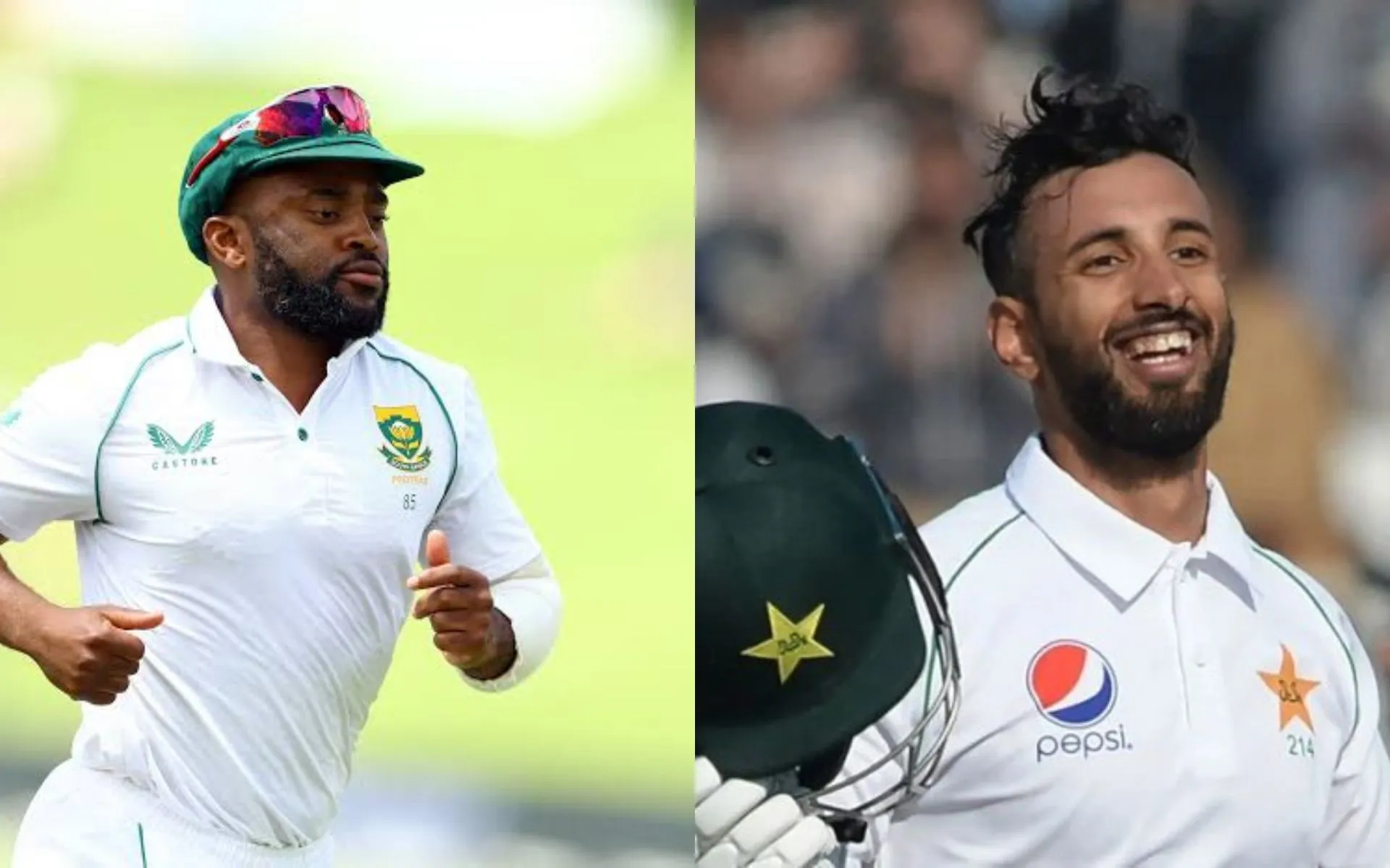 Temba Bavuma and Shan Masood (Source: @Werries/x.com, @Ladycharlotte/x.com)
