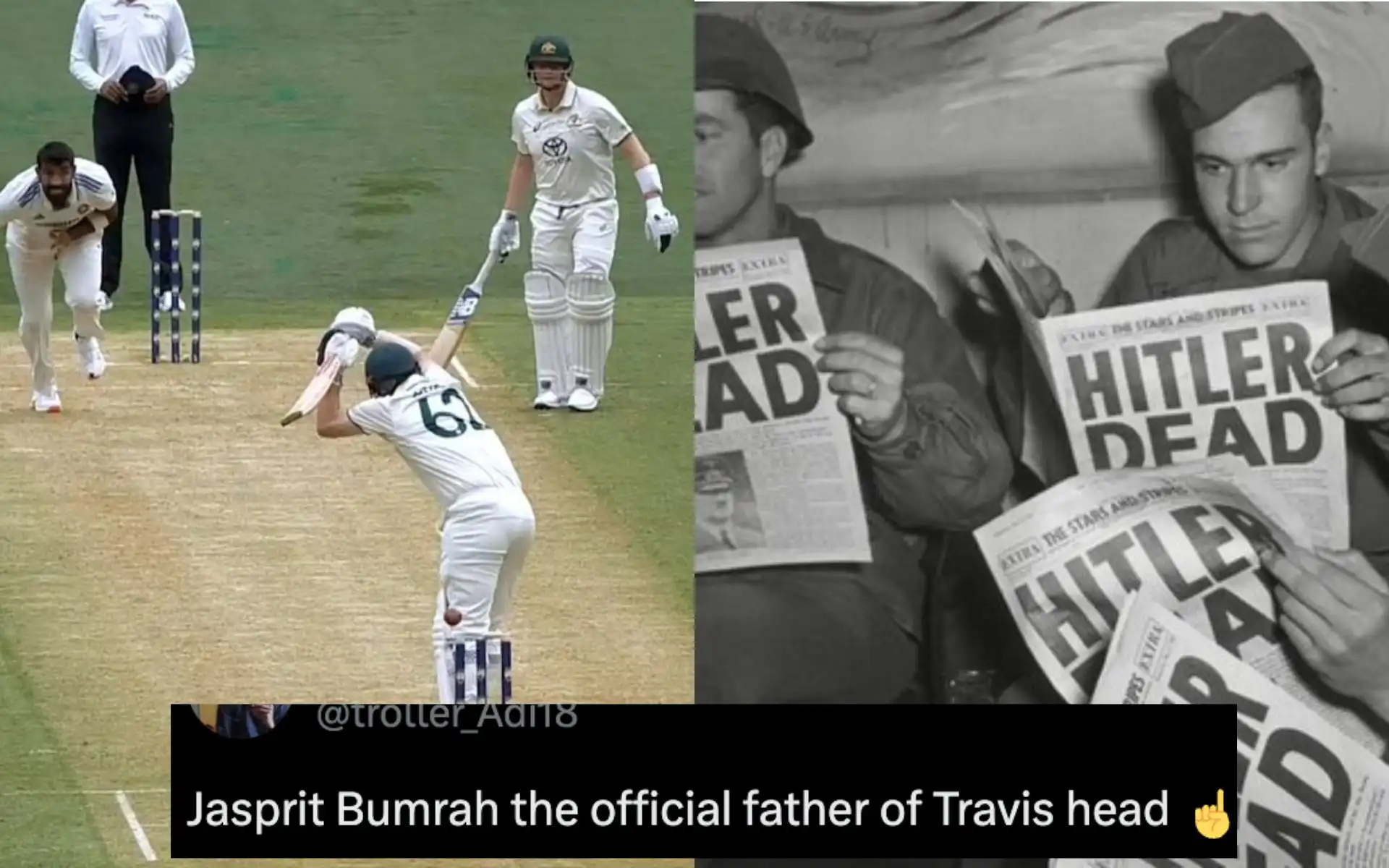 Travis Head departs for a duck [Source: @aryan_raj206/X.com]