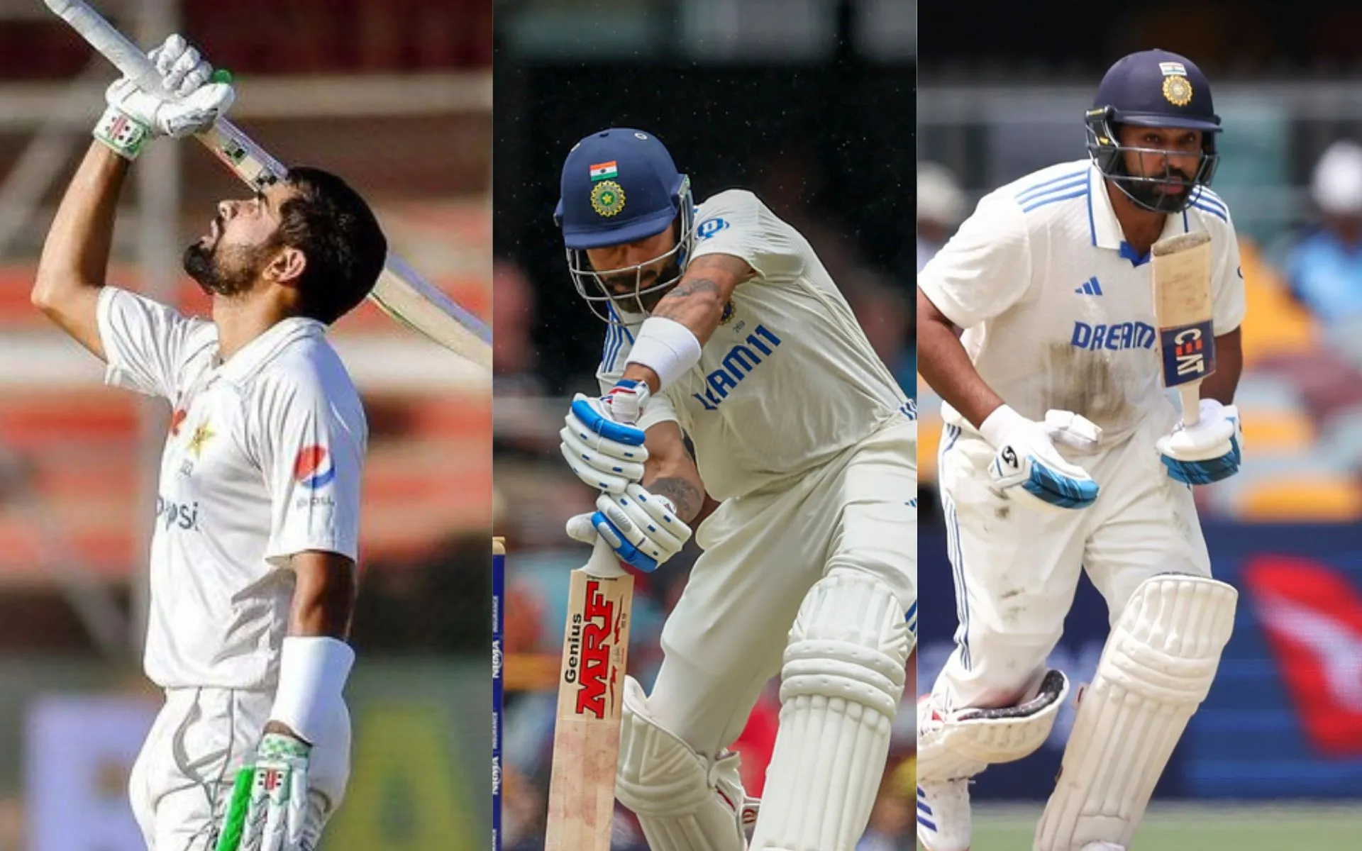 Babar Azam joins Virat Kohli and Rohit Sharma [Source: @huzaifamir95/X.com and AP]