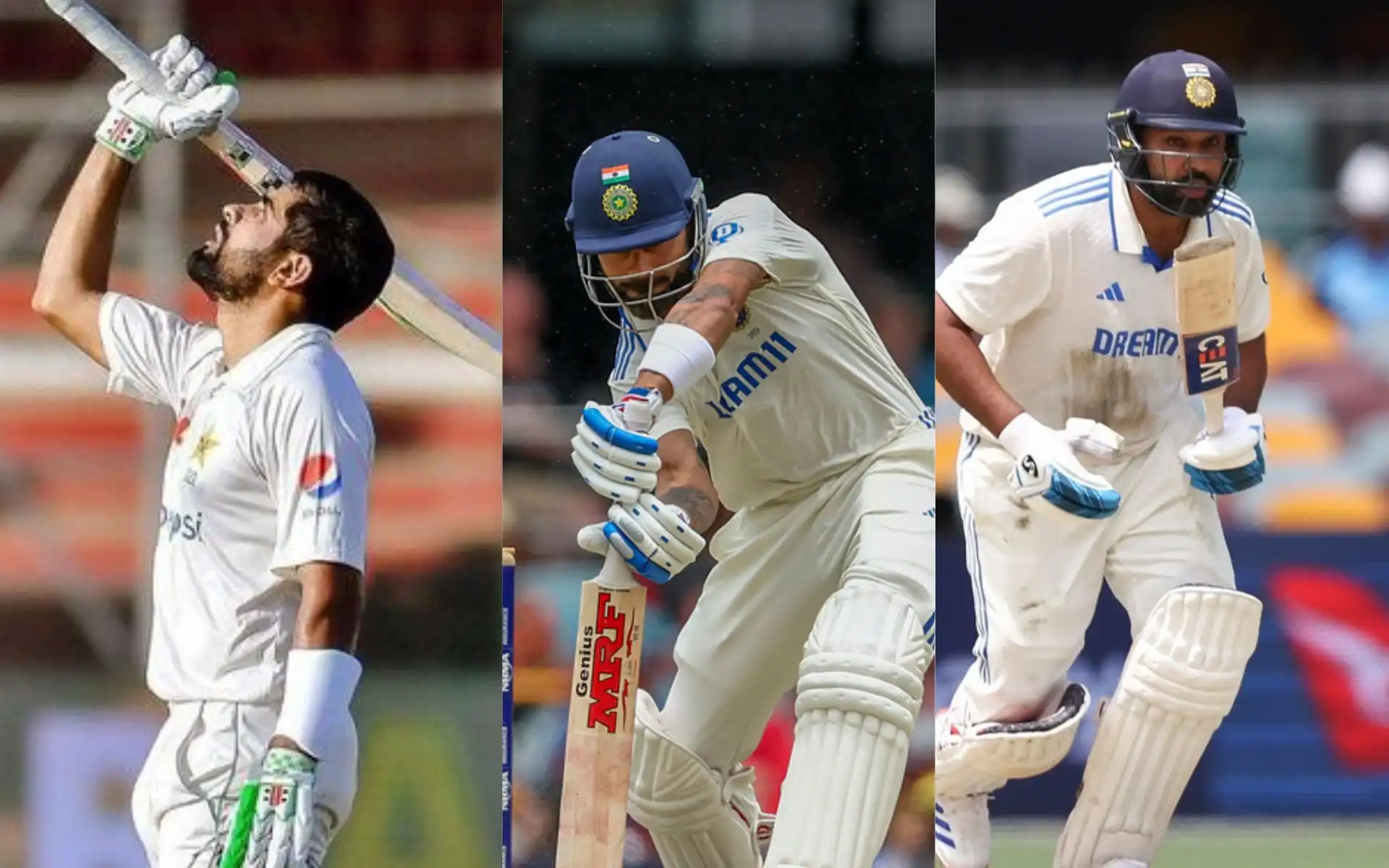 Babar Azam joins Virat Kohli and Rohit Sharma [Source: @huzaifamir95/X.com and AP]