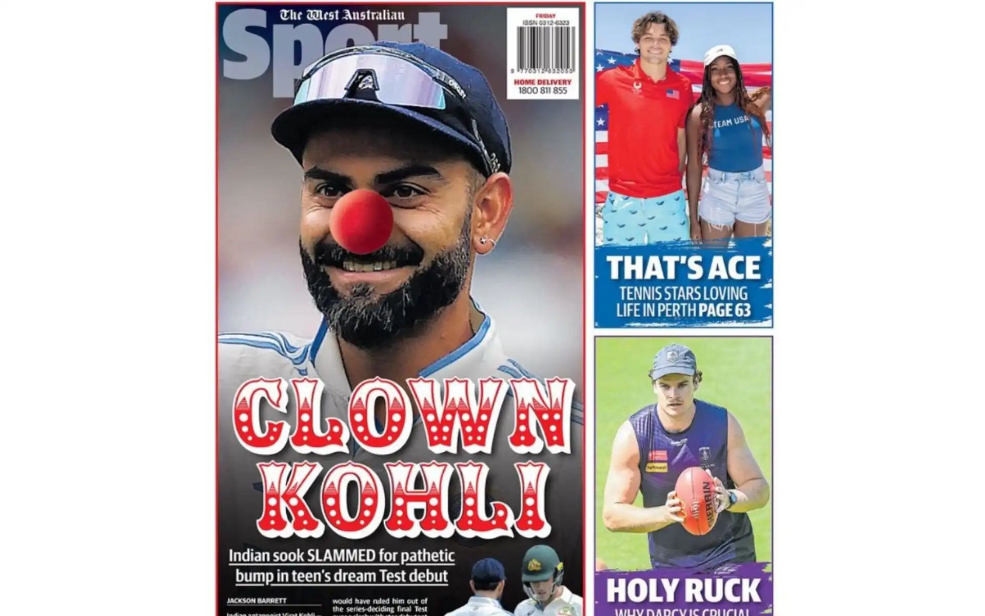 Virat Kohli was called 'Clown Kohli' by the Australian media [Source: @Einthoven_tri/x.com]