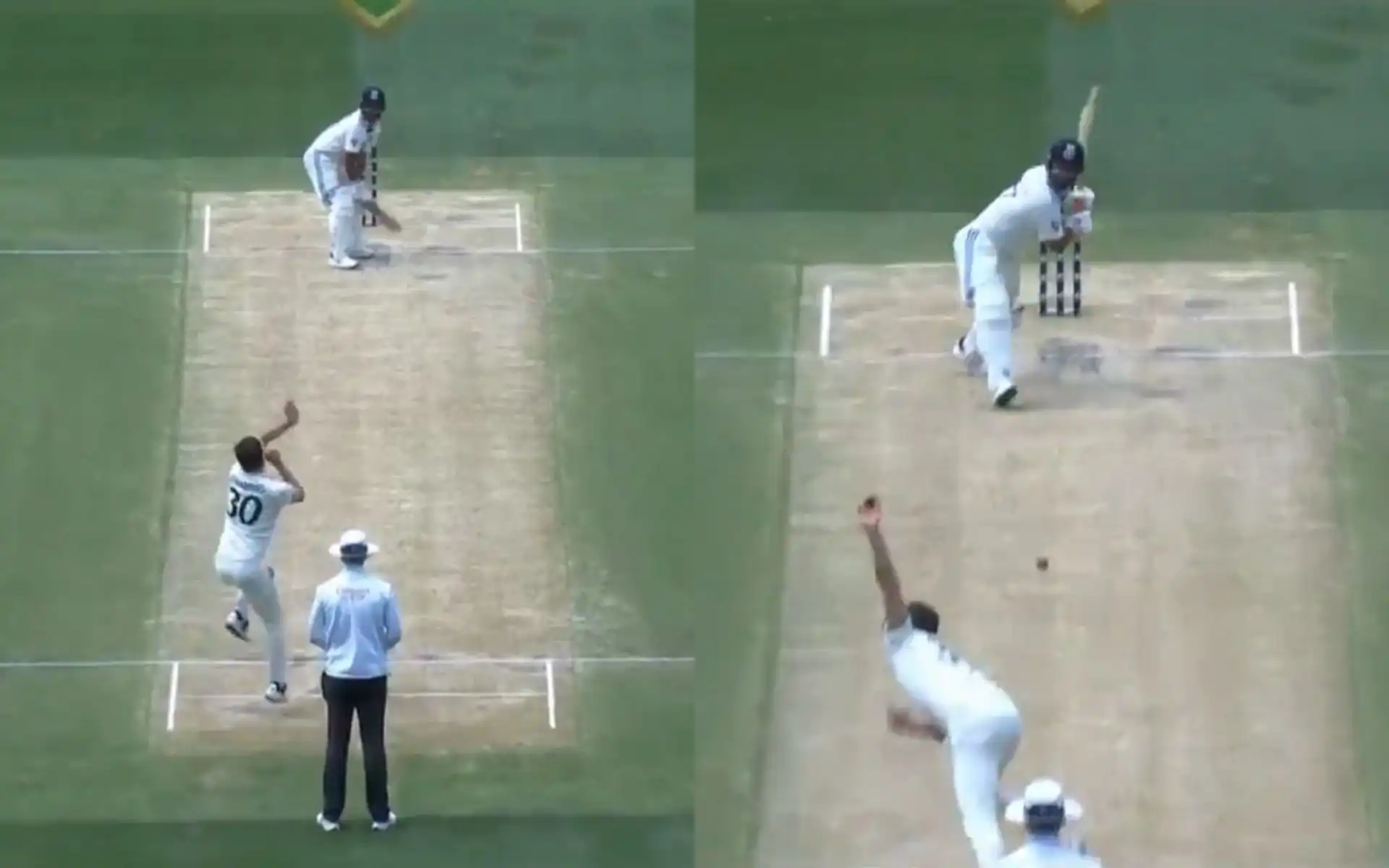 Rishabh Pant attacking Pat Cummins (Source: cricket.com.au/X)