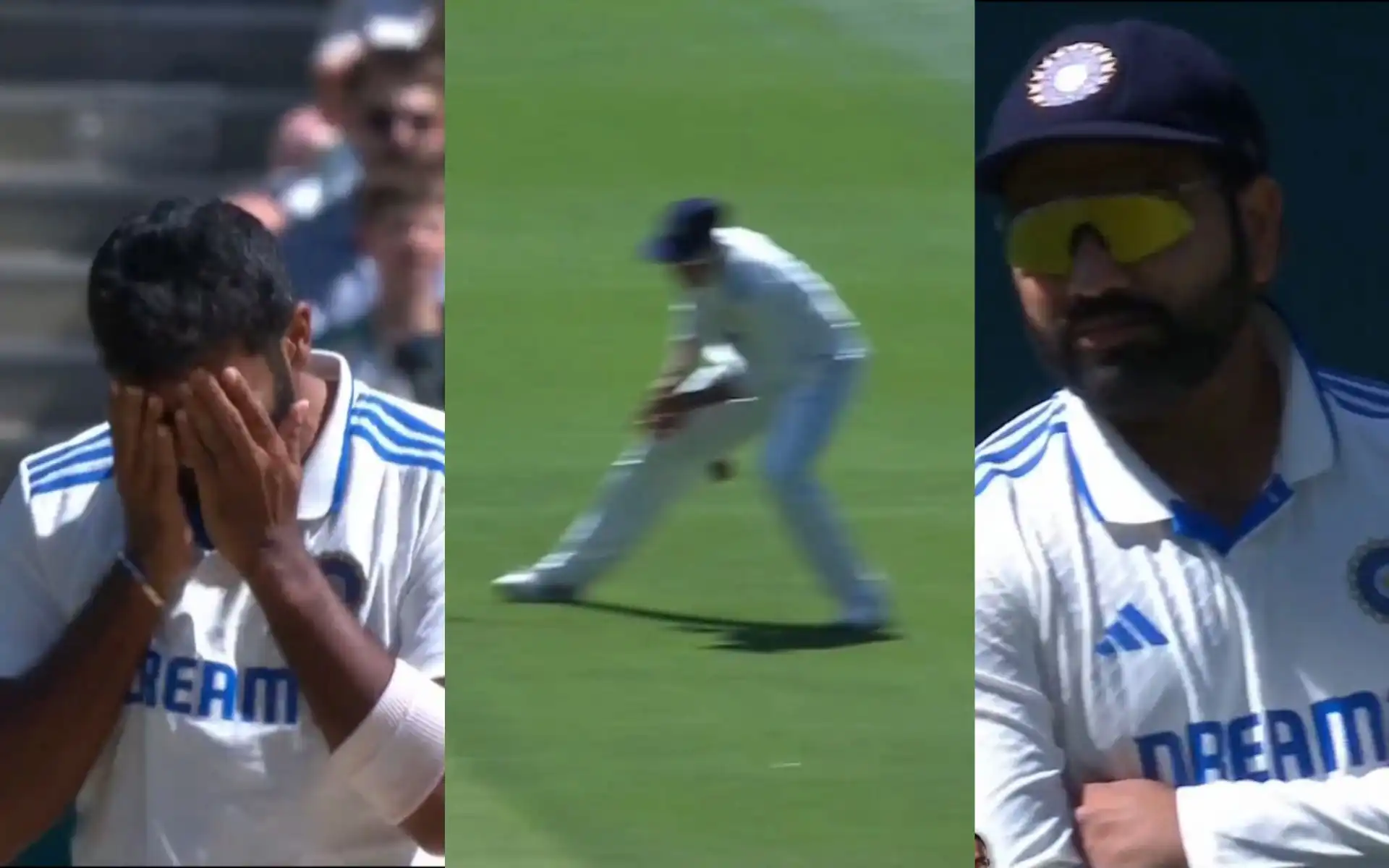 Yashasvi Jaiswal's Catch Drop Brings Mixed Reactions From Rohit And Bumrah (Source: Screengab)