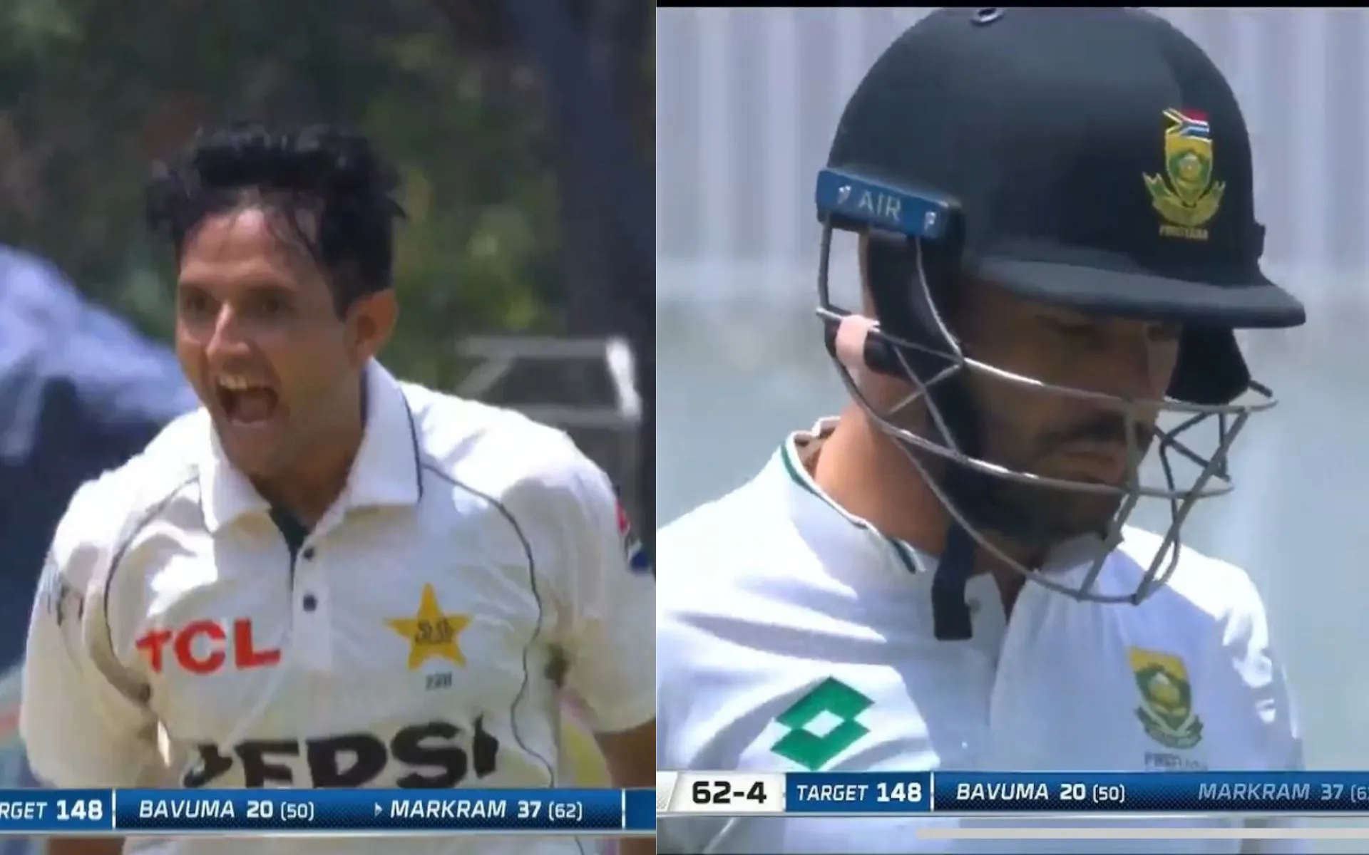 Mohammad Abbas takes the wicket of  Aiden Markram (Source:@Hamad7690)
