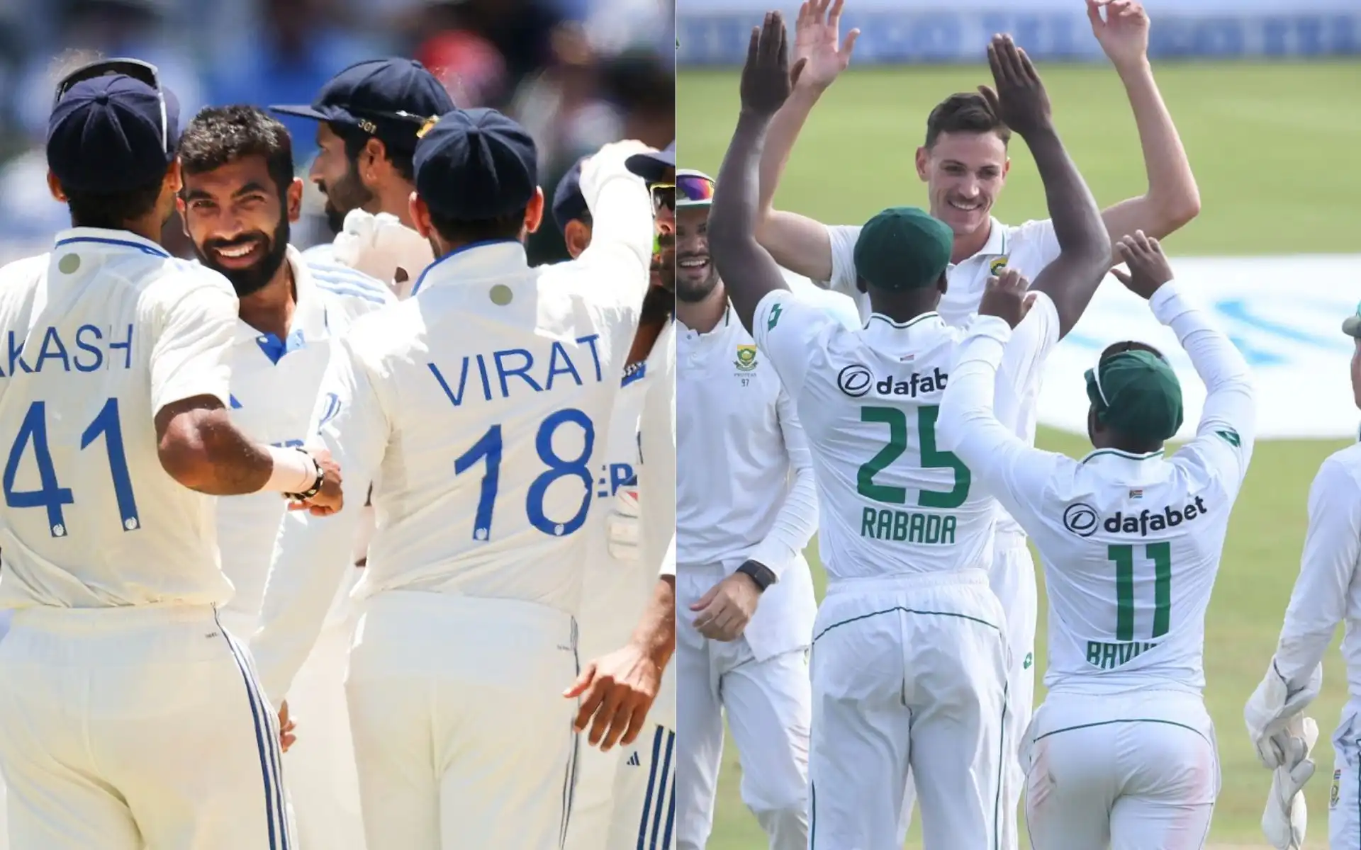 Team India and South African players [Source: @BCCI, @ProteasMenCSA/x]