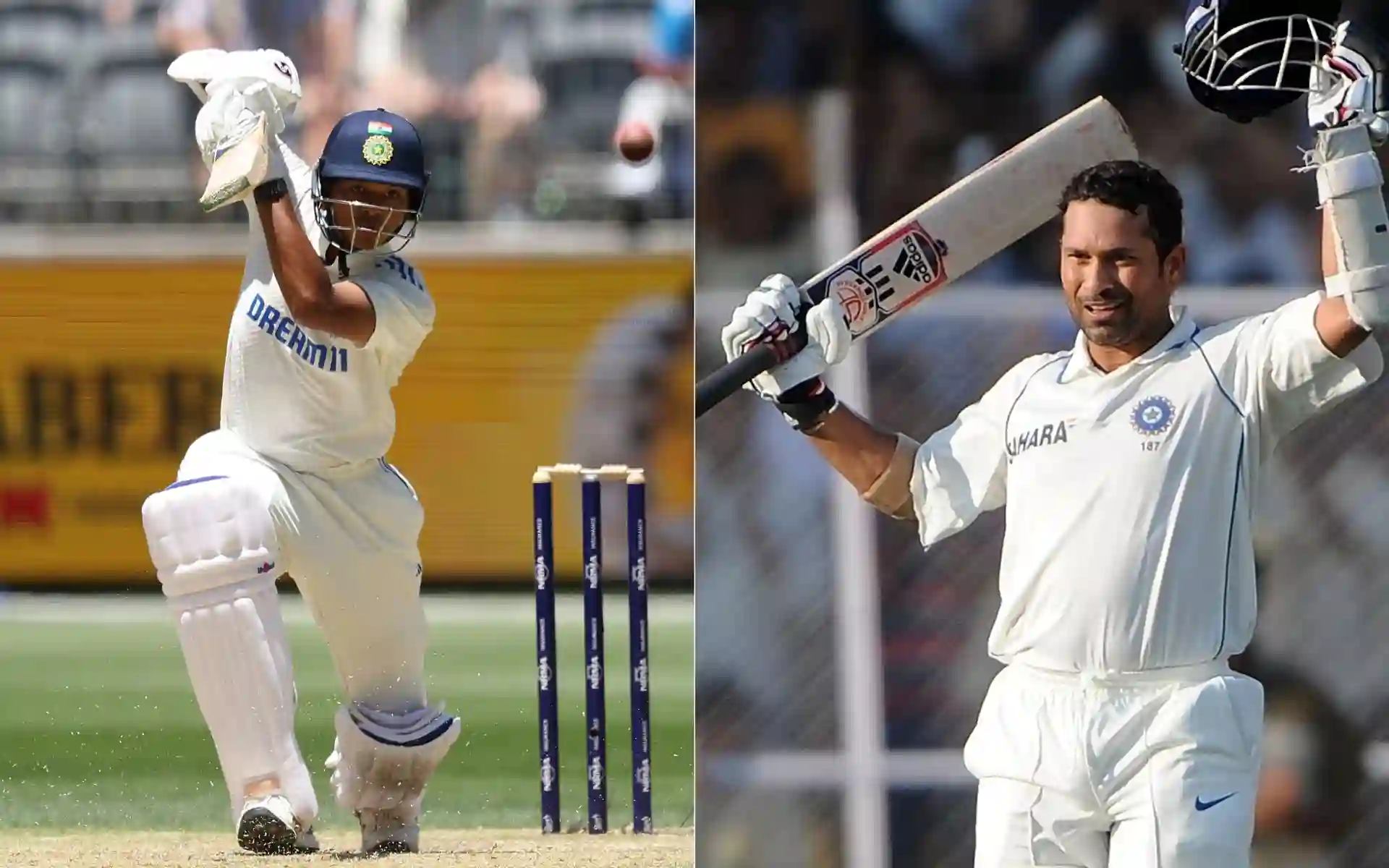 Yashasvi Jaiswal and Sachin Tendulkar [Source: @BCCI, @ICC/x]