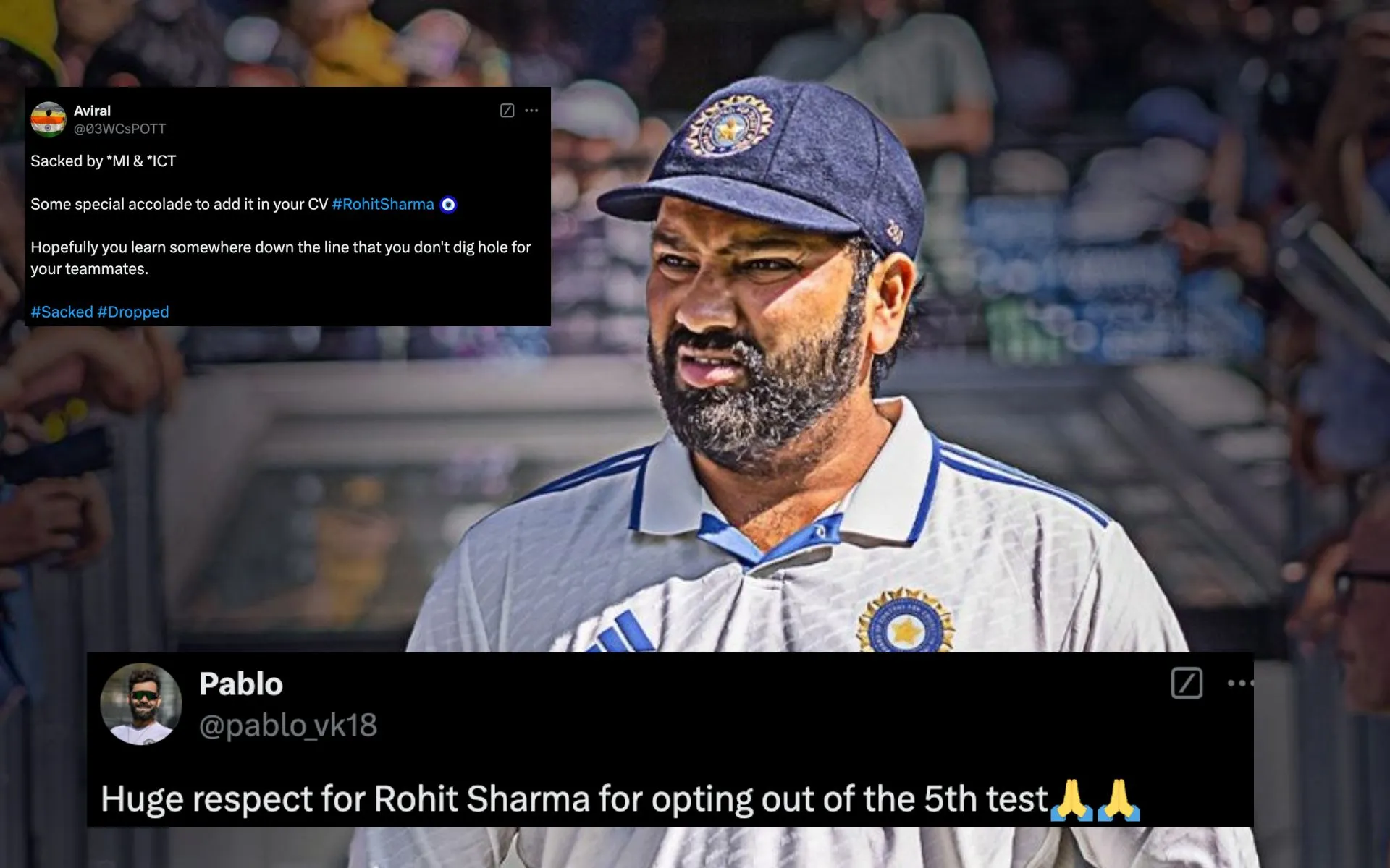 Rohit Sharma opted out of fifth Test [Source: @mufaddal_vohra/X.com]