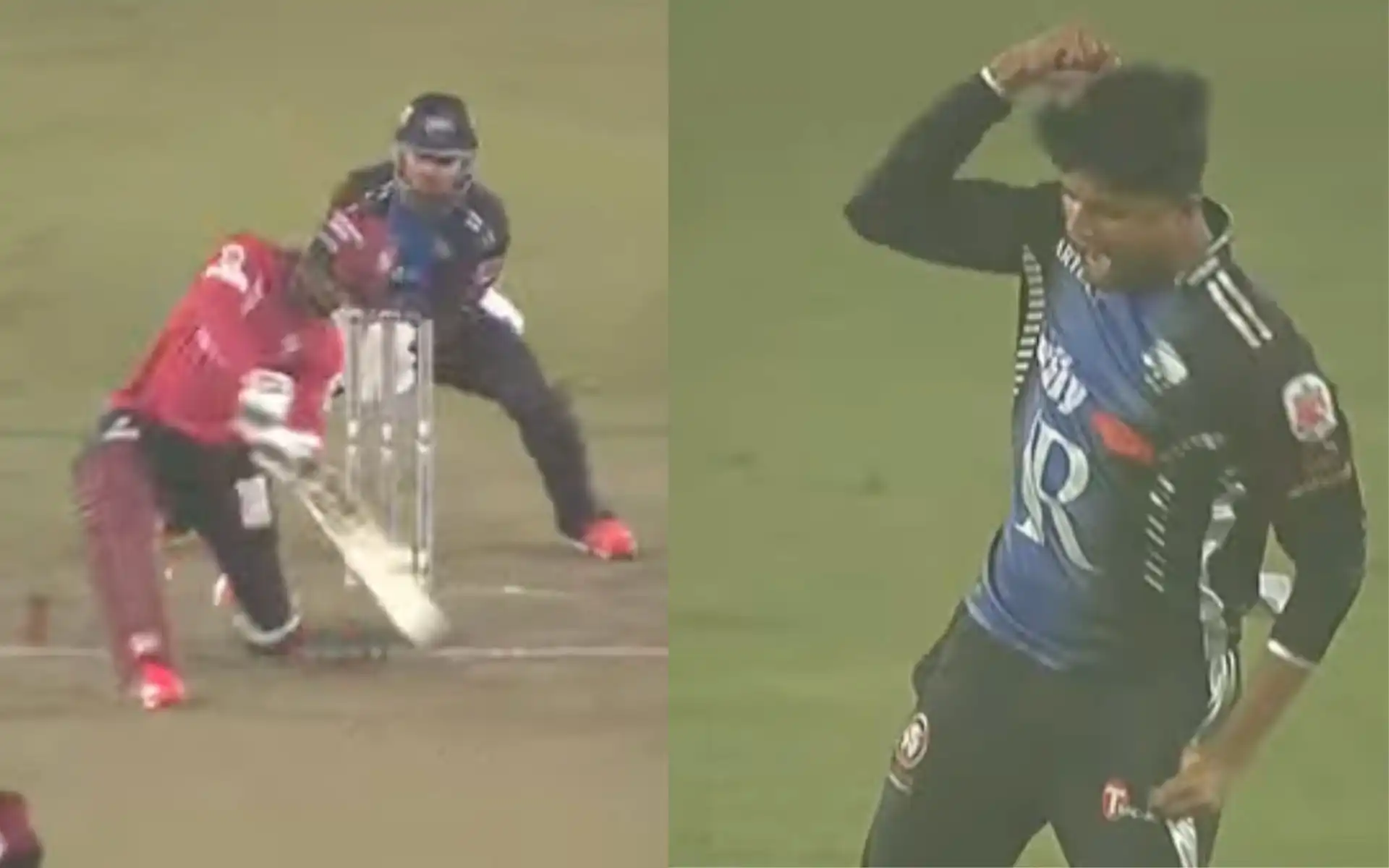 Najmul Hossain Shanto losses his wicket (Source: T Sports/YouTube)