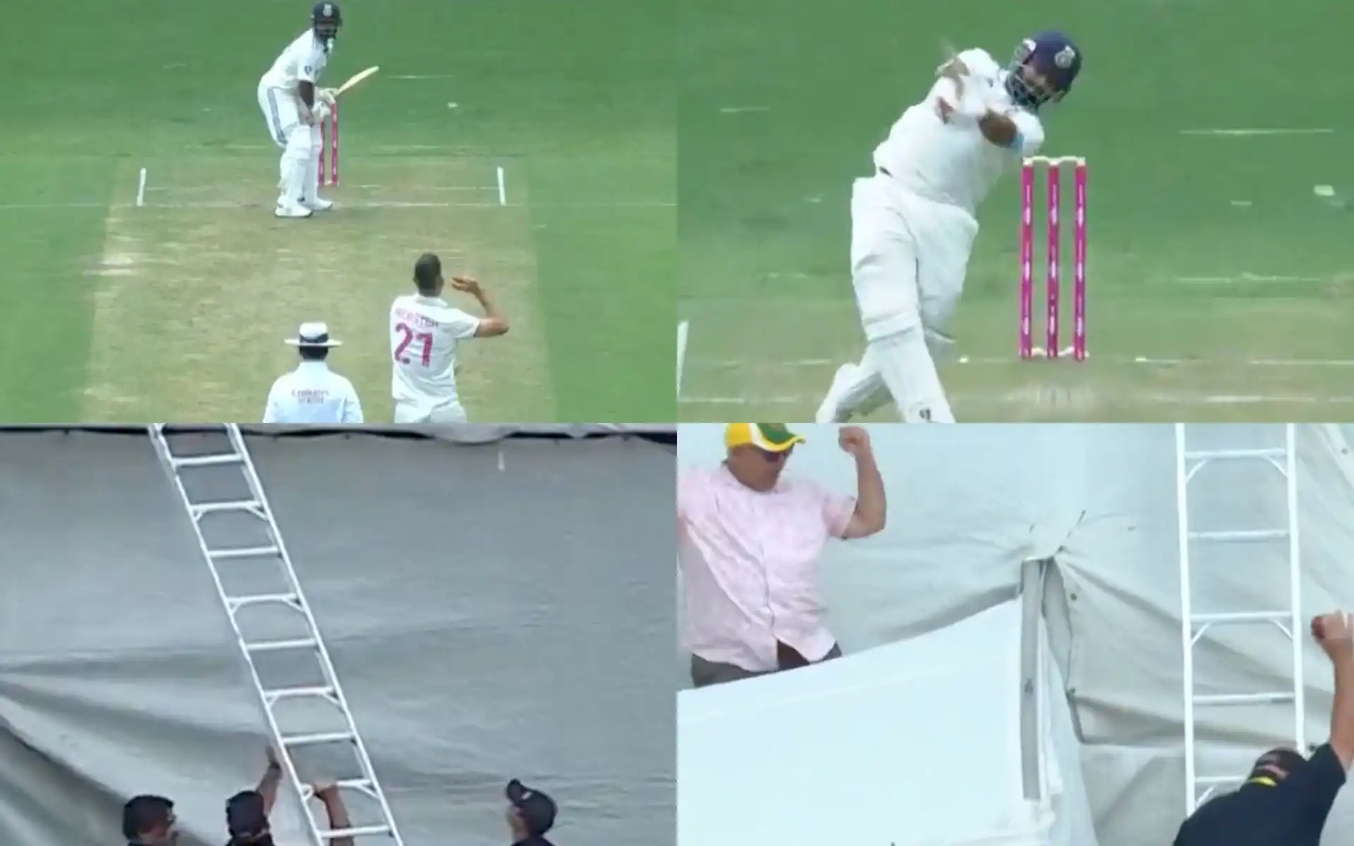 A frame of events that happened after Pant's six off Webster (Source: @cricketcomau/X.com) 