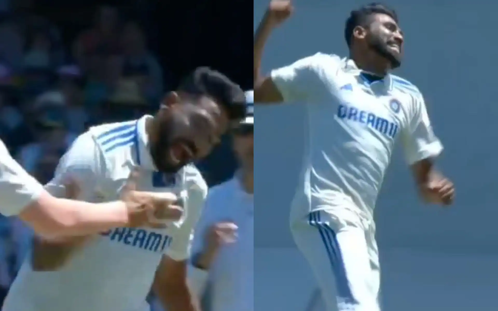 Mohammed Siraj gets animated after the wicket of Travis Head [Source: @Abhayti05059972/x.com]