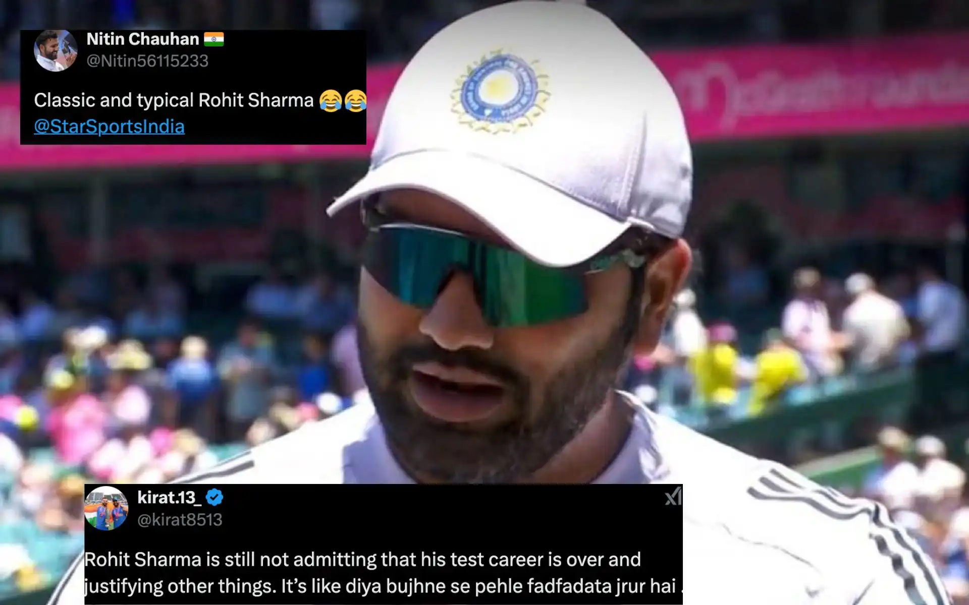 Rohit Sharma clears air on retirement [Source: @Shrustappen33, @Nitin56115233, @kirat8513/X.com]