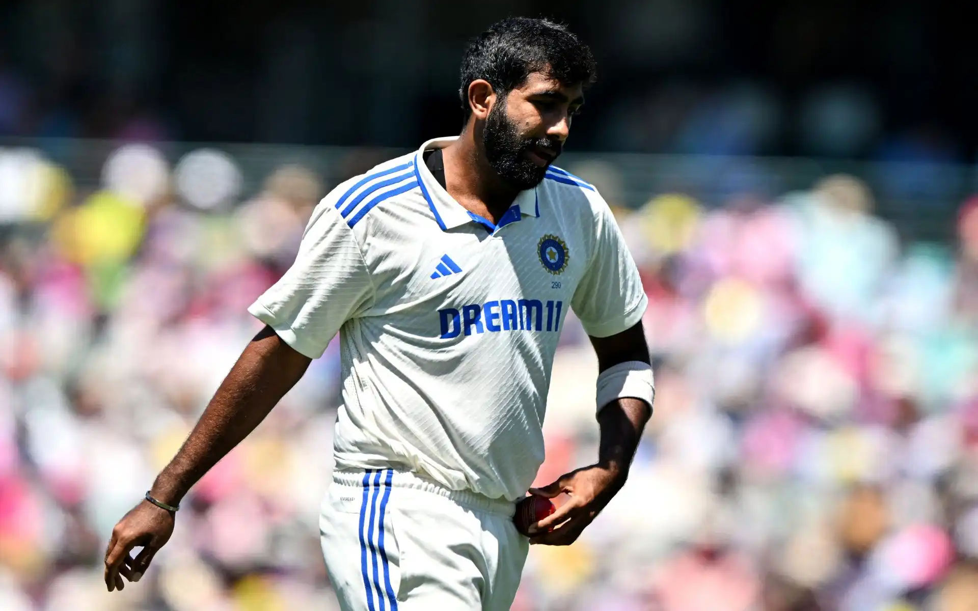 Jasprit Bumrah walking off the field [Source: @ICC/x]