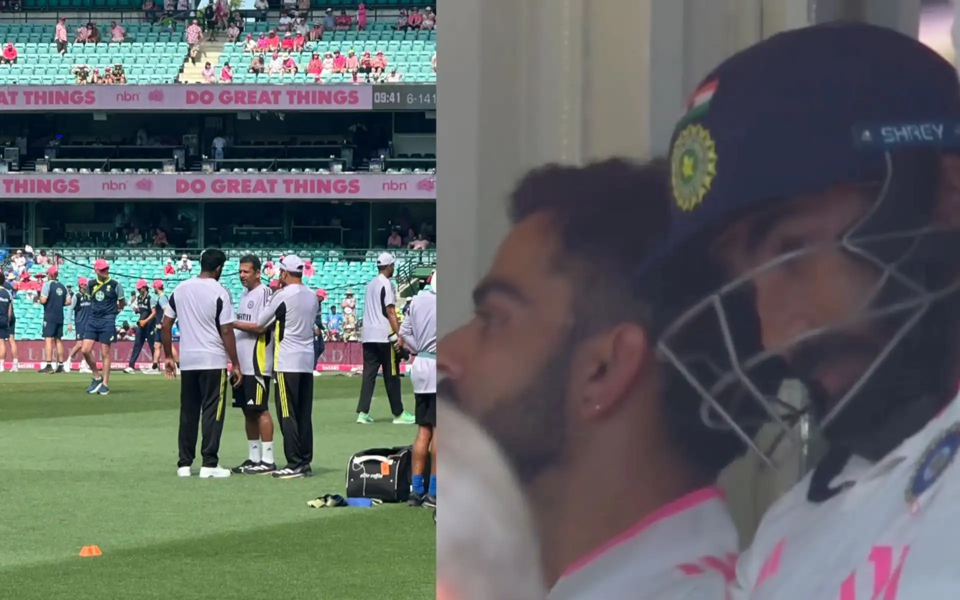 Jasprit Bumrah practising and getting ready to bat [Source: @beastieboy07/x.com]