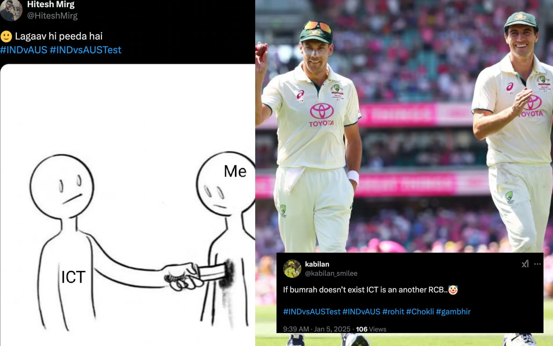 Twitter react as India fail to seal the BGT series [Source: @nikhiltait/X.com]