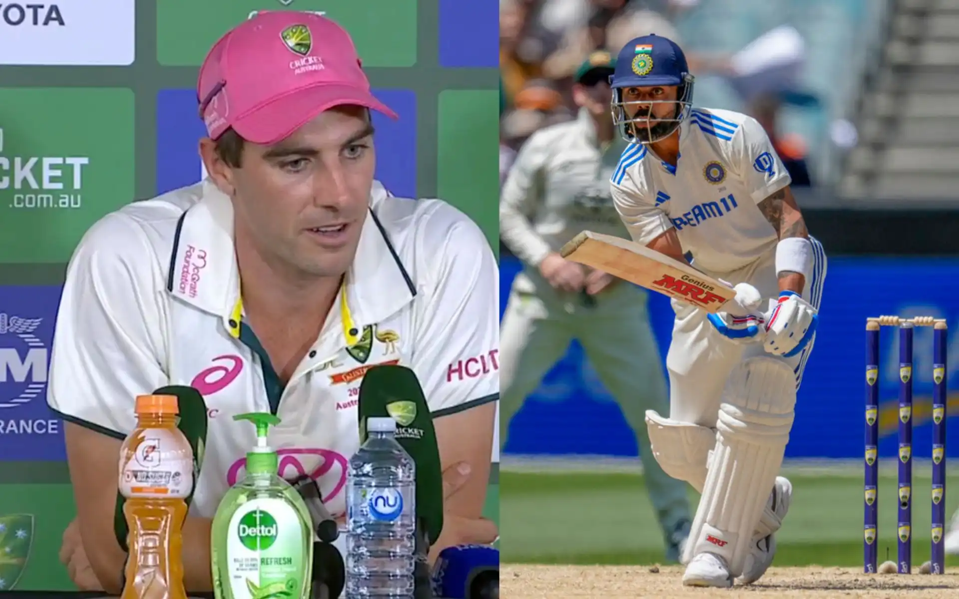 Pat Cummins on Virat Kohli (Source: @7cricket, AP Photos)