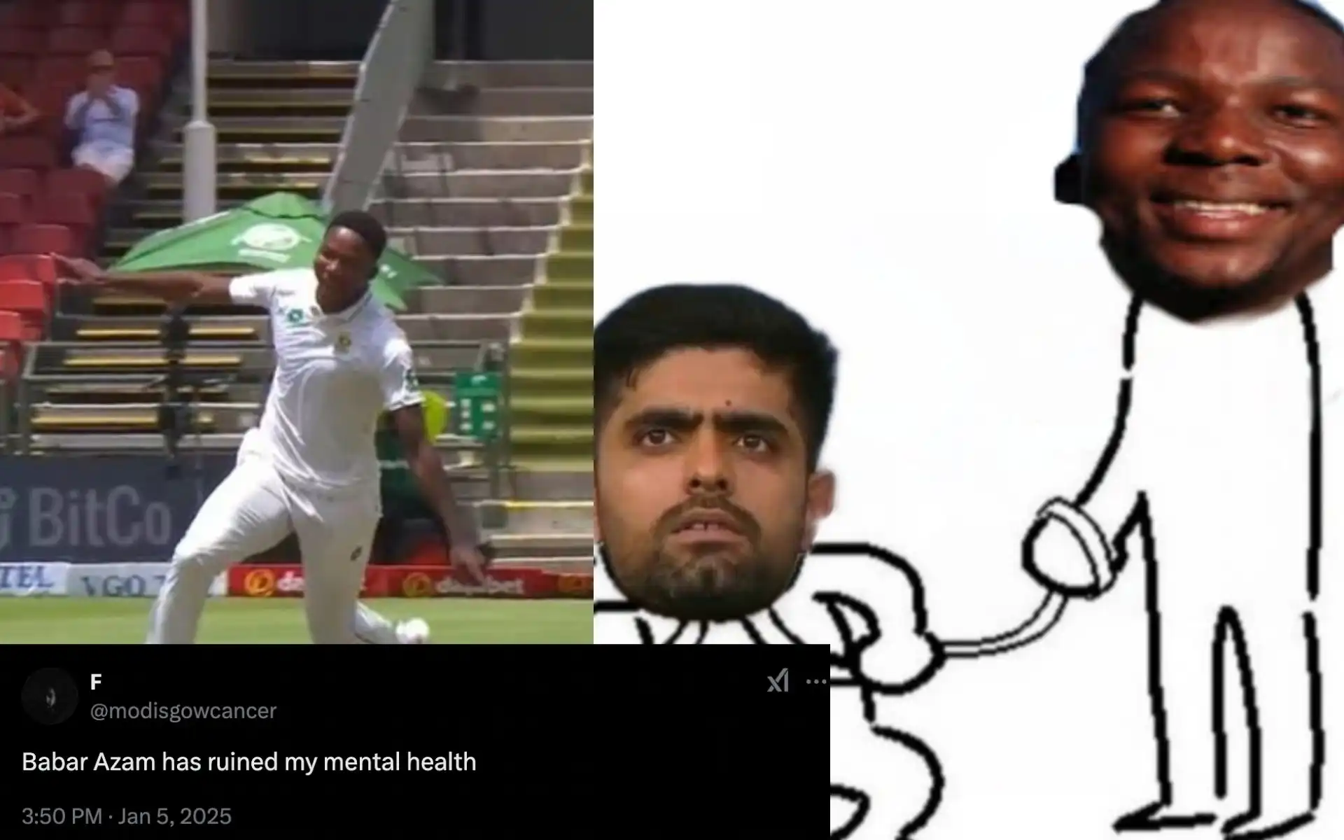 Babar Azam's Reckless Dismissal by Kwena Maphaka [Source: @Saabir_Saabu01/X.com]