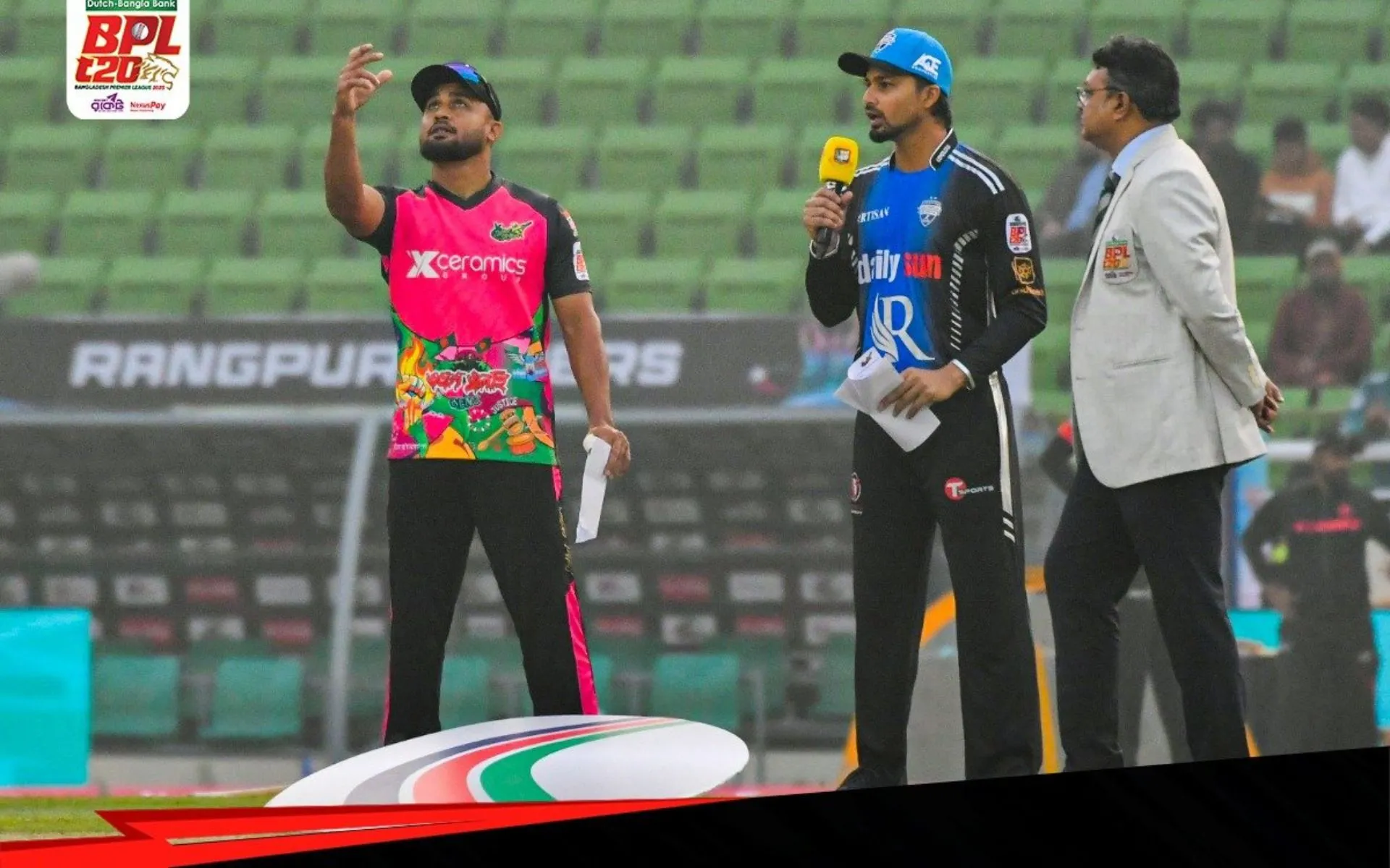 Sylhet Strikers And Rangpur Riders Captains During Toss (Source: @Joyerlorai/x.com)