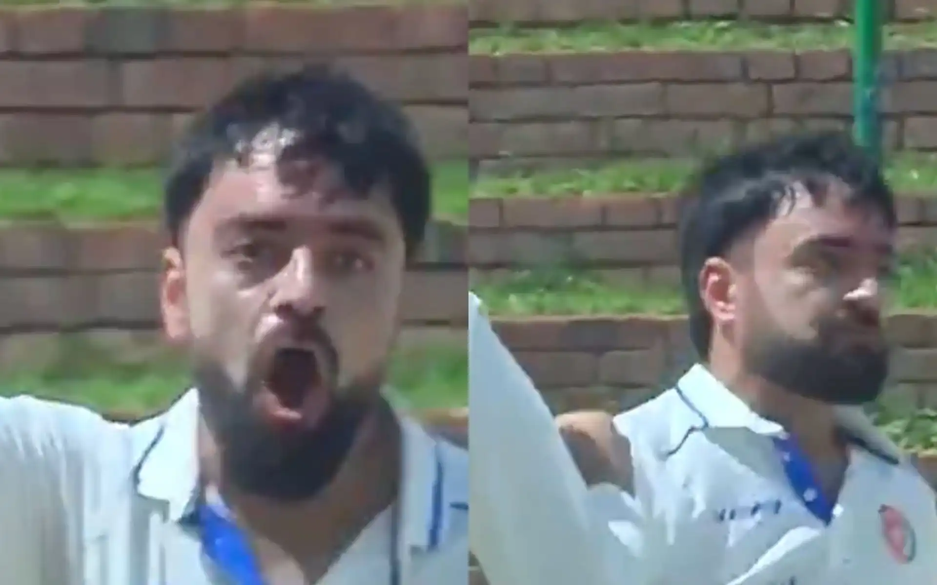 Rashid Khan celebrating animatedly during second Test vs Zimbabwe [Source: @FanCode/x.com]
